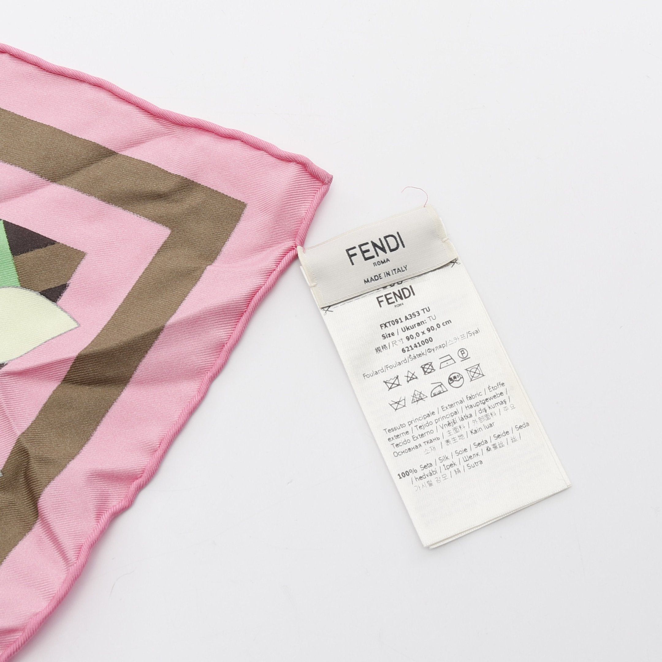Fendi Fendi Scarf Floral Pattern Silk Light Green Multicolor Size ONE SIZE - 4 Thumbnail