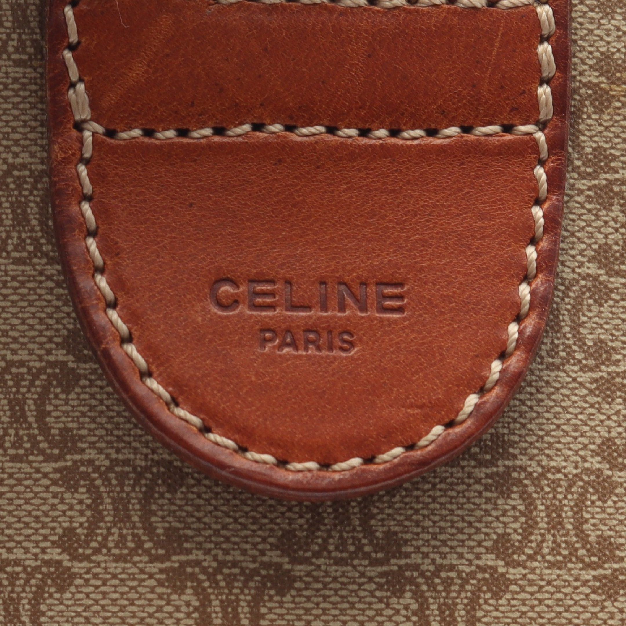 Celine Celine Macadam Boston Bag Leather Beige Brown Size ONE SIZE - 4 Thumbnail