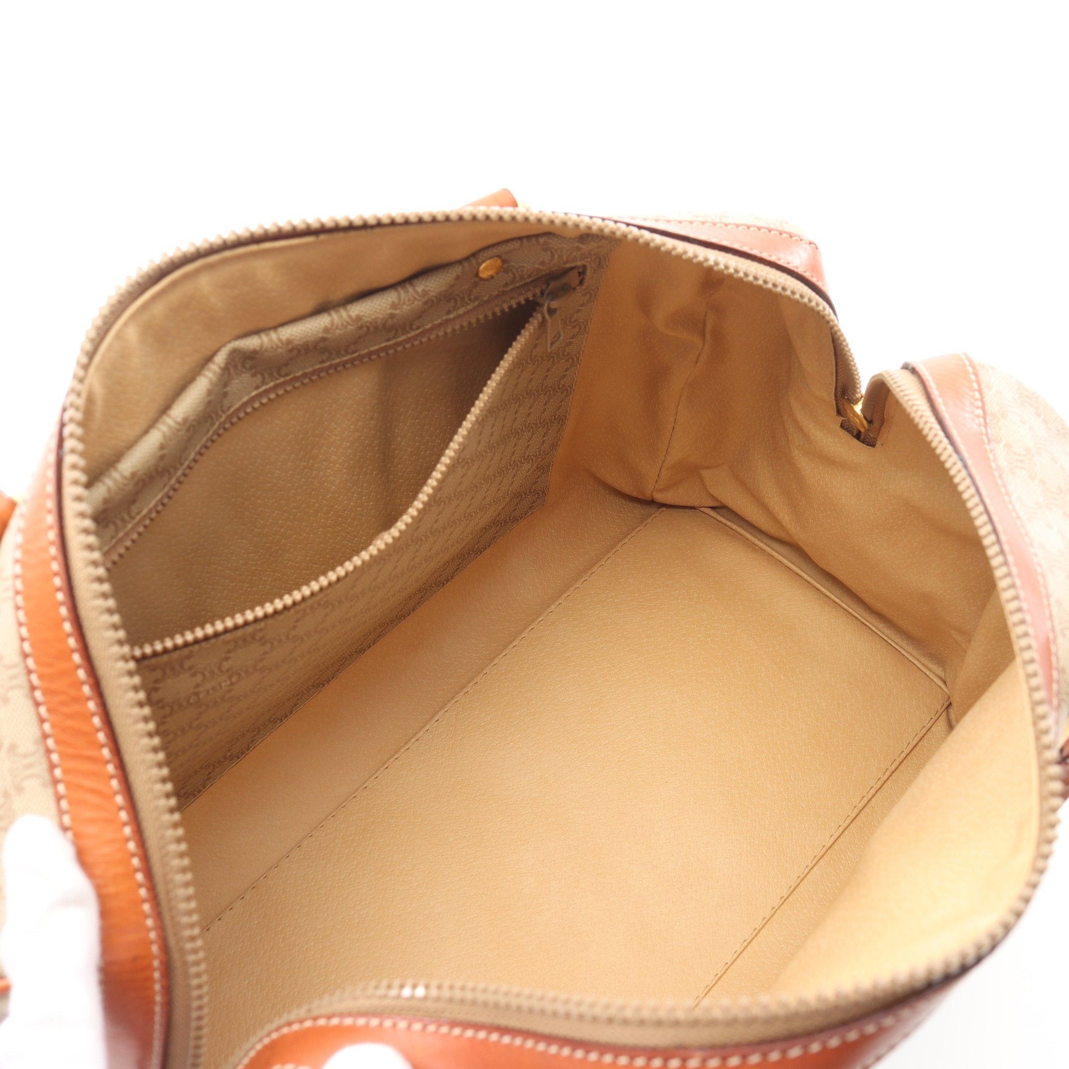 Celine Celine Macadam Boston Bag Leather Beige Brown Size ONE SIZE - 3 Thumbnail