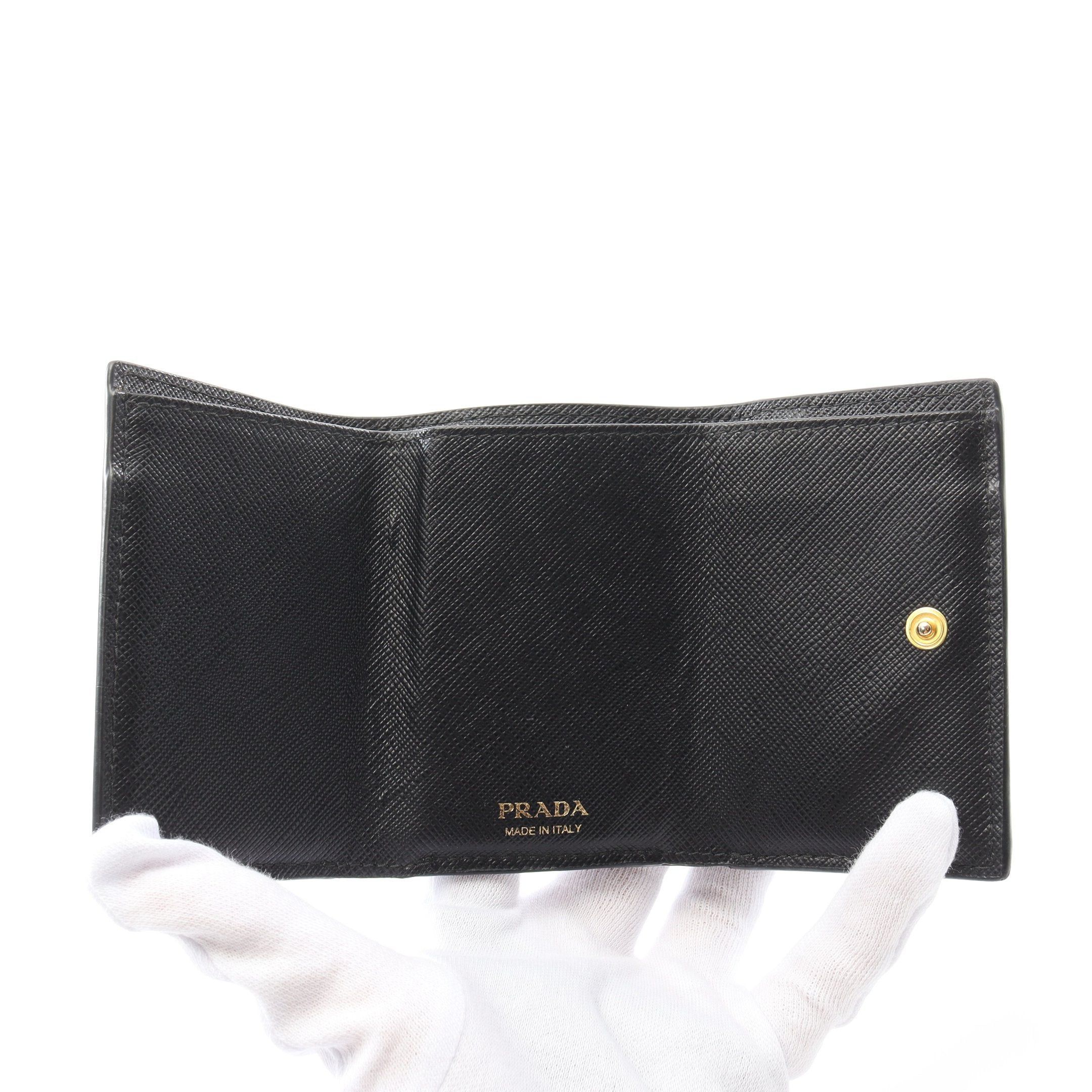 Prada Prada Vitello Move Compact Wallet Trifold Saffiano Leather Black Size ONE SIZE - 3 Thumbnail