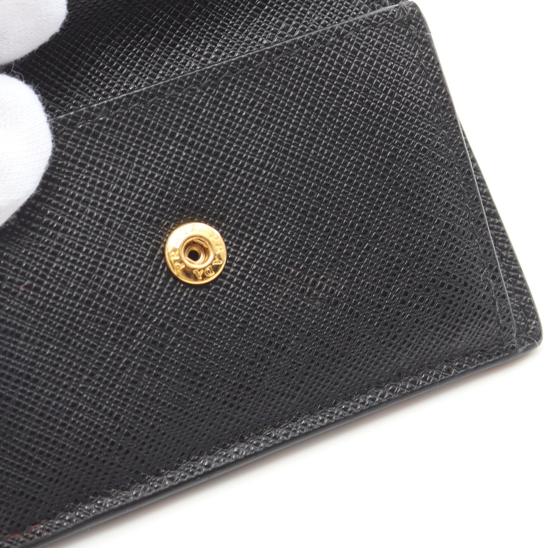 Prada Prada Vitello Move Compact Wallet Trifold Saffiano Leather Black Size ONE SIZE - 9 Thumbnail