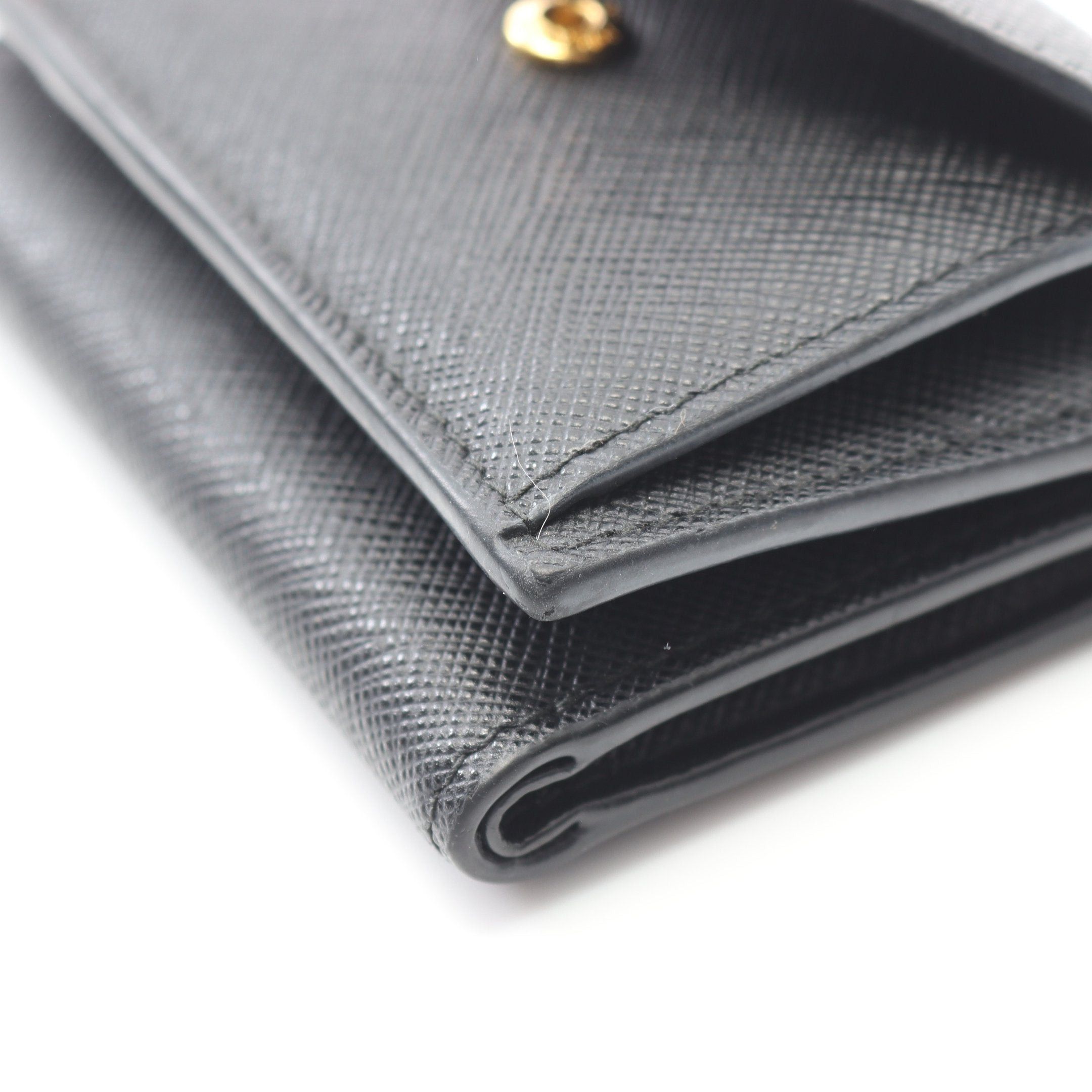 Prada Prada Vitello Move Compact Wallet Trifold Saffiano Leather Black Size ONE SIZE - 6 Thumbnail