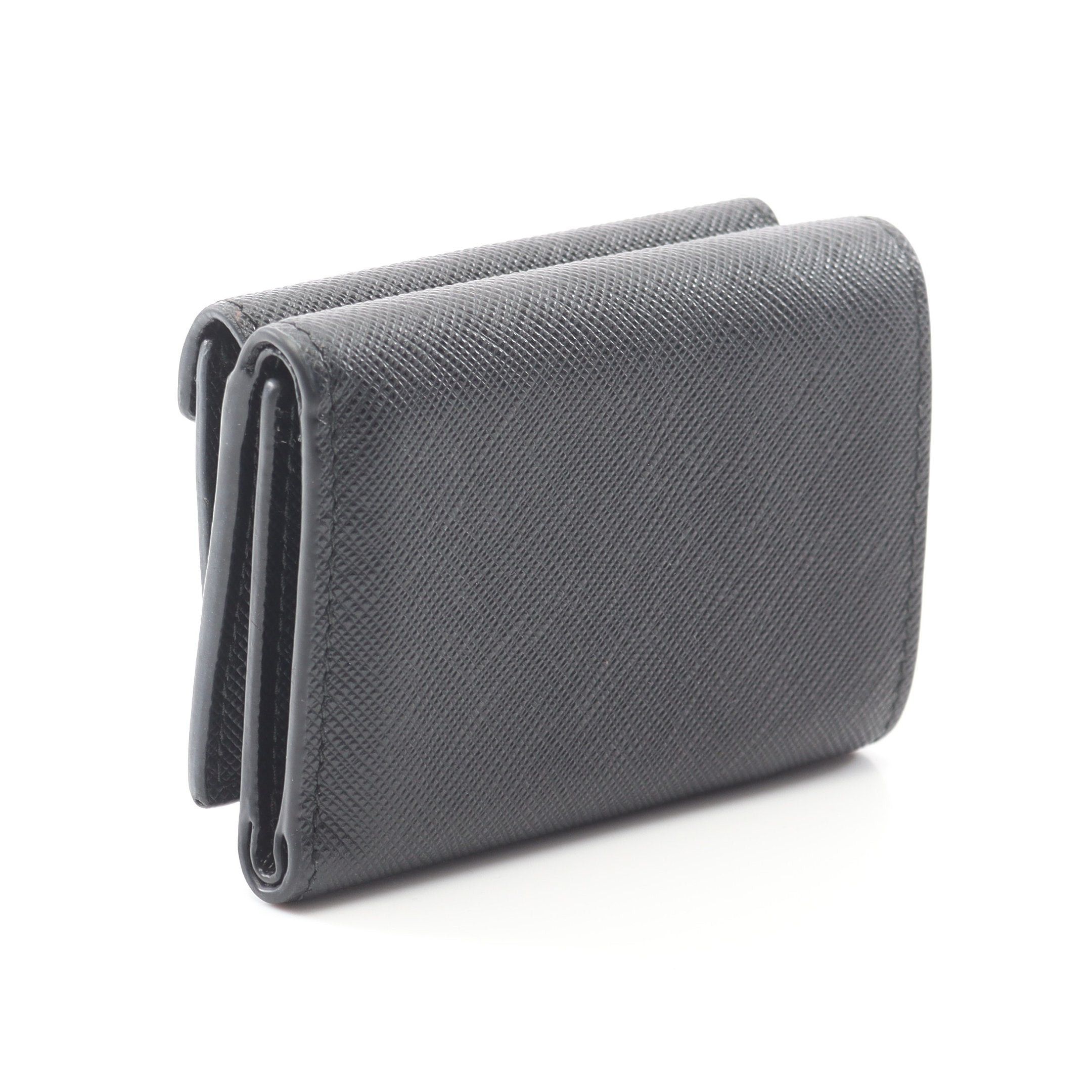 Prada Prada Vitello Move Compact Wallet Trifold Saffiano Leather Black Size ONE SIZE - 2 Thumbnail