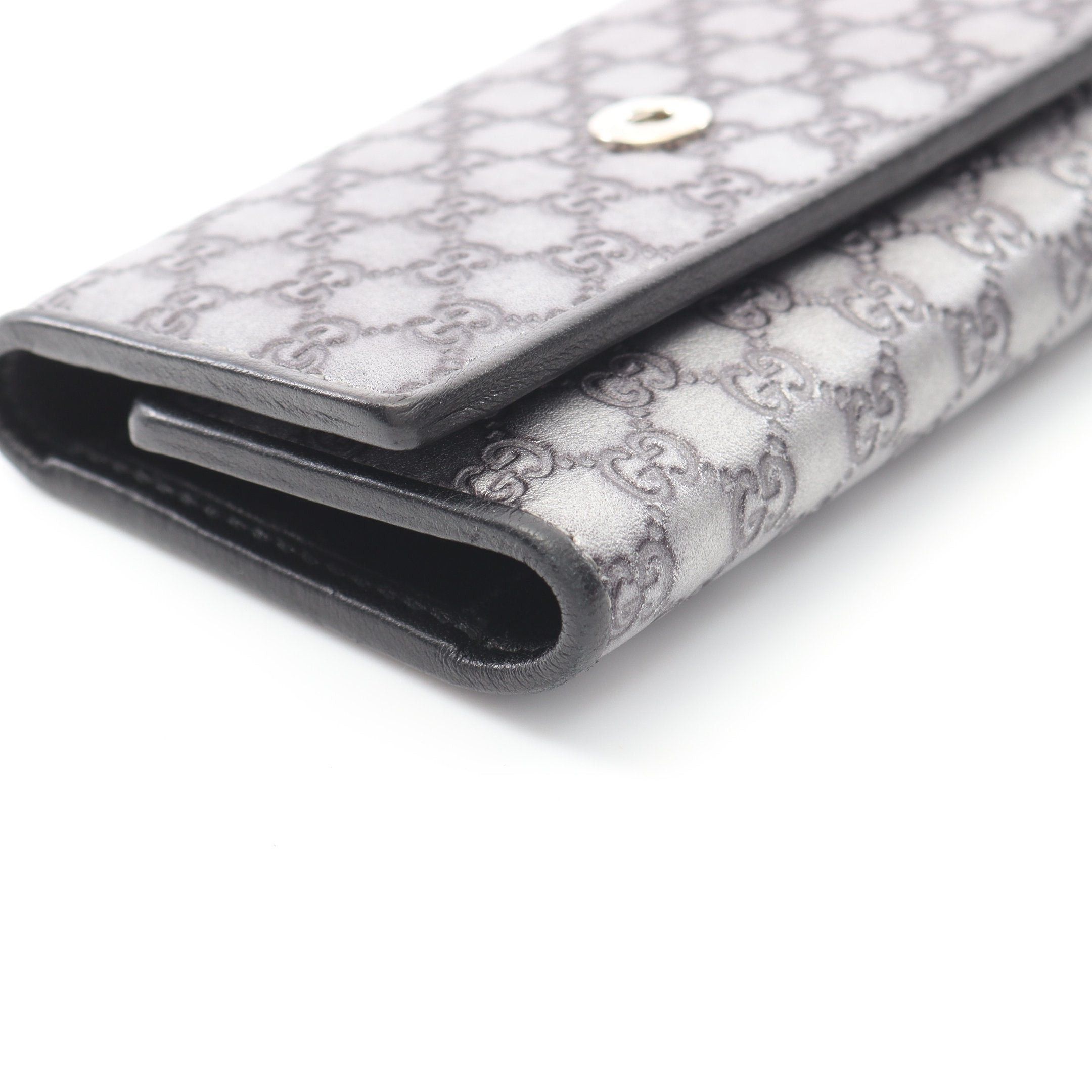 Gucci Gucci Micro Gg Guccissima 6 Key Case Leather Silver Black Size ONE SIZE - 10 Thumbnail