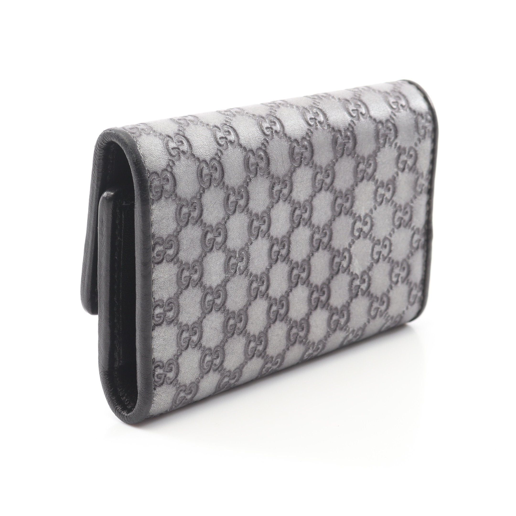 Gucci Gucci Micro Gg Guccissima 6 Key Case Leather Silver Black Size ONE SIZE - 2 Thumbnail