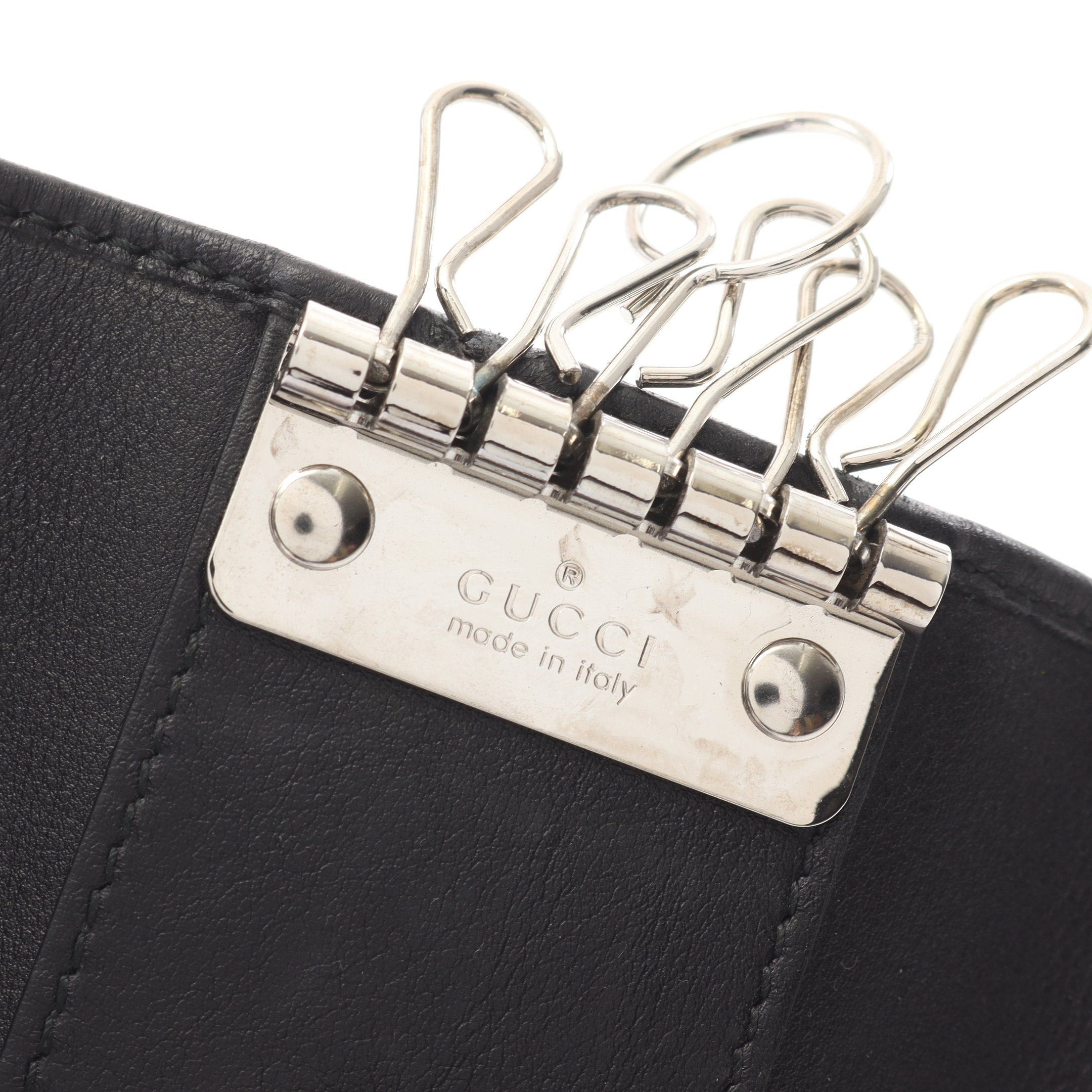 Gucci Gucci Micro Gg Guccissima 6 Key Case Leather Silver Black Size ONE SIZE - 7 Thumbnail