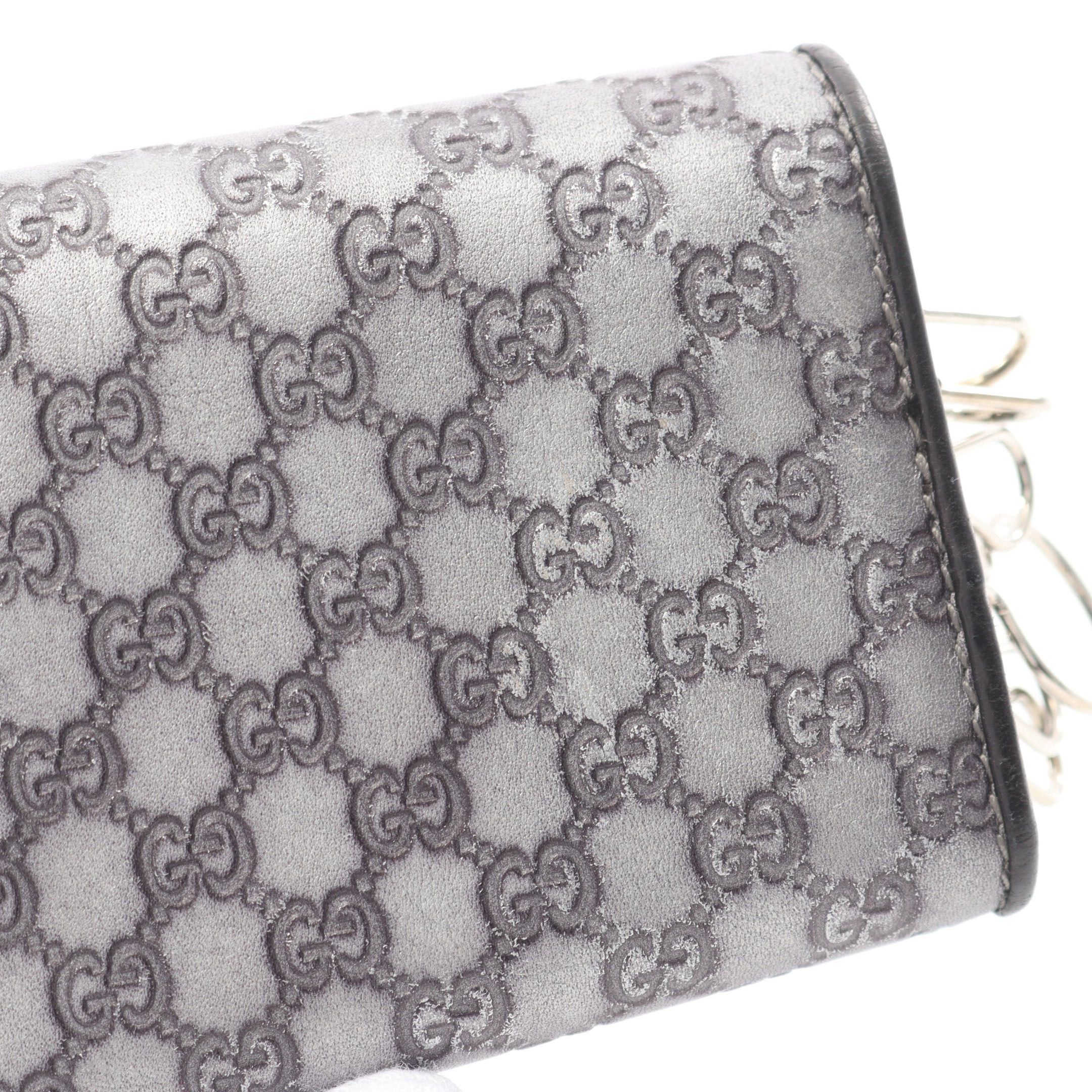 Gucci Gucci Micro Gg Guccissima 6 Key Case Leather Silver Black Size ONE SIZE - 11 Thumbnail