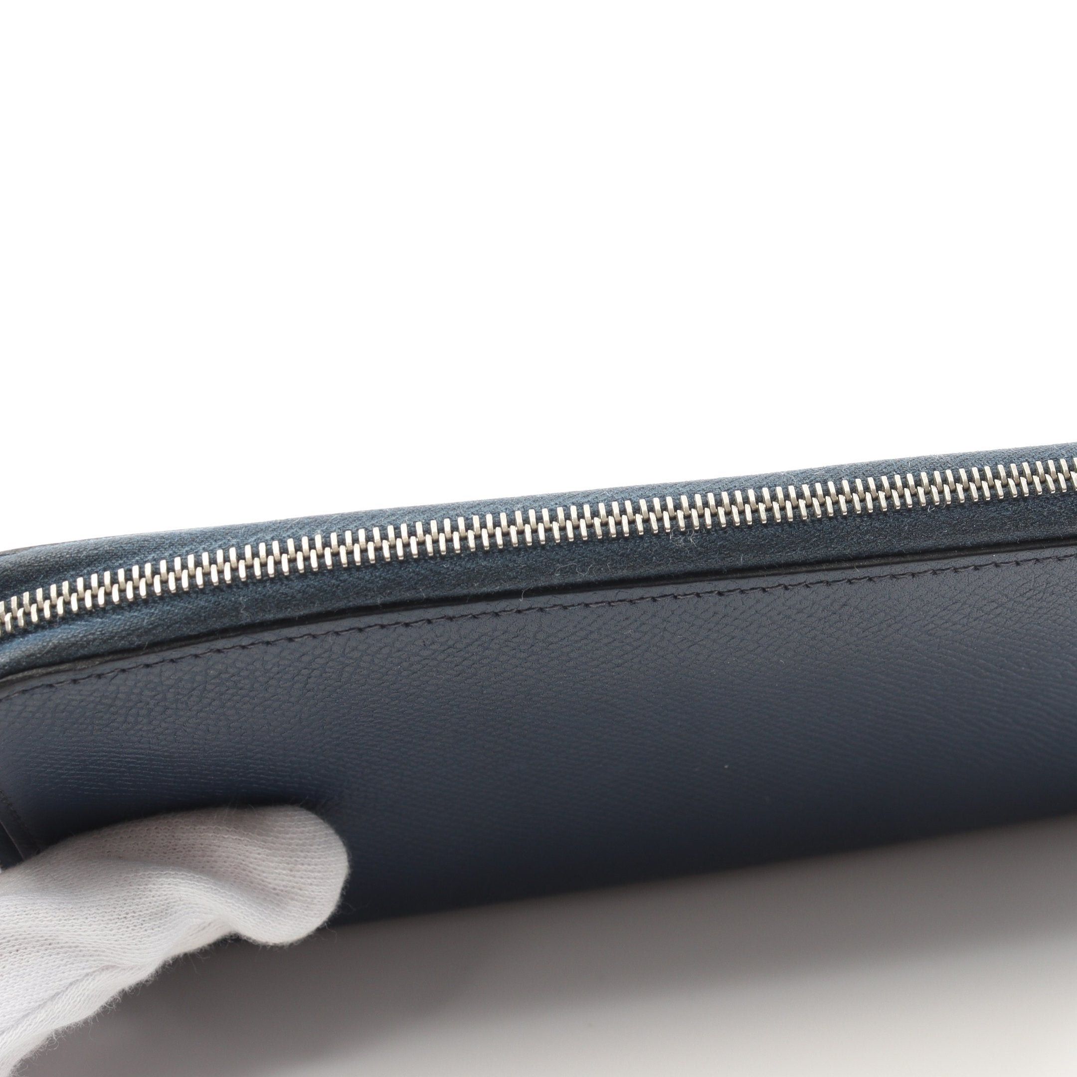 Hermes Hermes Azap Long Round Zipper Wallet Veau Epsom Navy Silver Hardware □N Engraved Size ONE SIZE - 8 Thumbnail