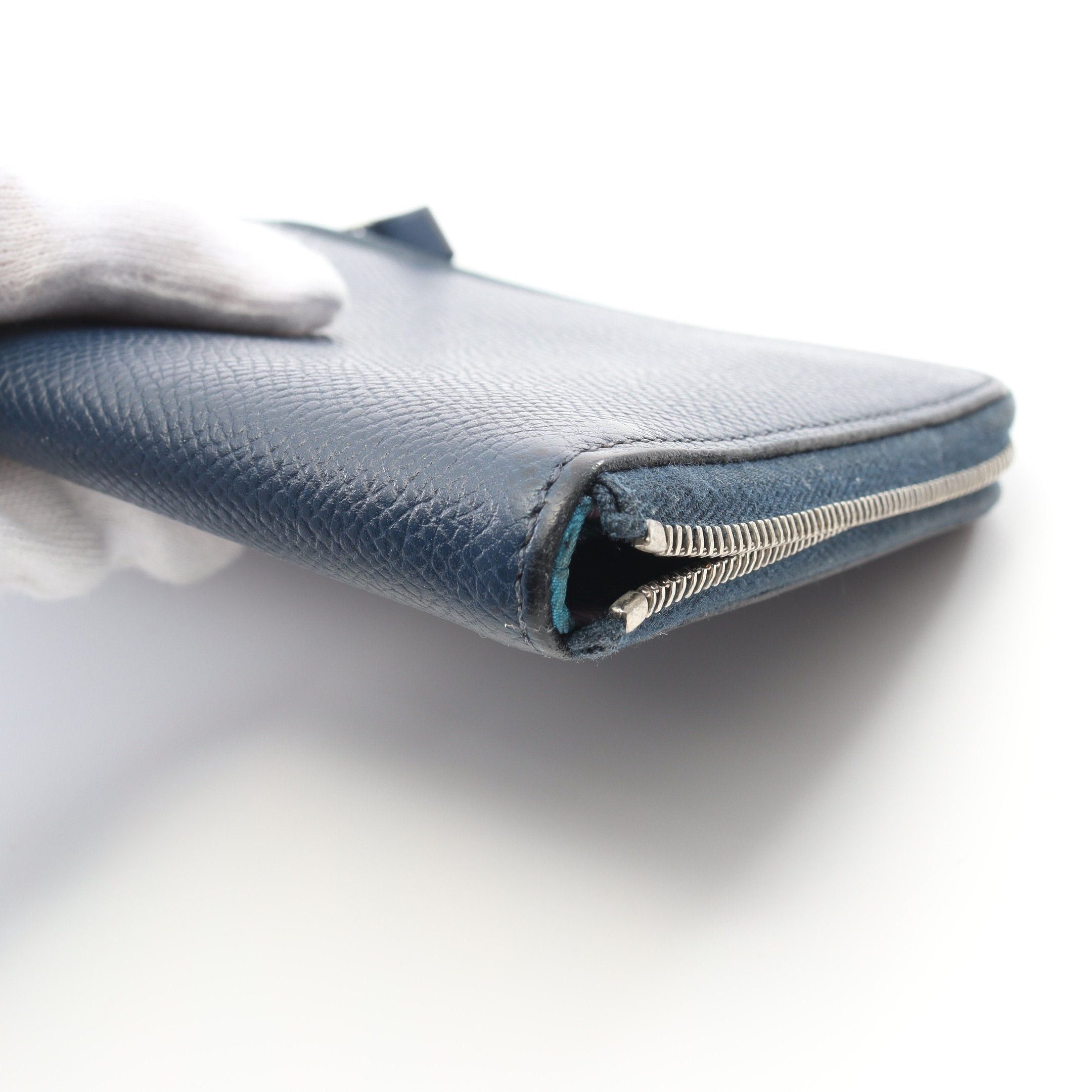 Hermes Hermes Azap Long Round Zipper Wallet Veau Epsom Navy Silver Hardware □N Engraved Size ONE SIZE - 9 Thumbnail