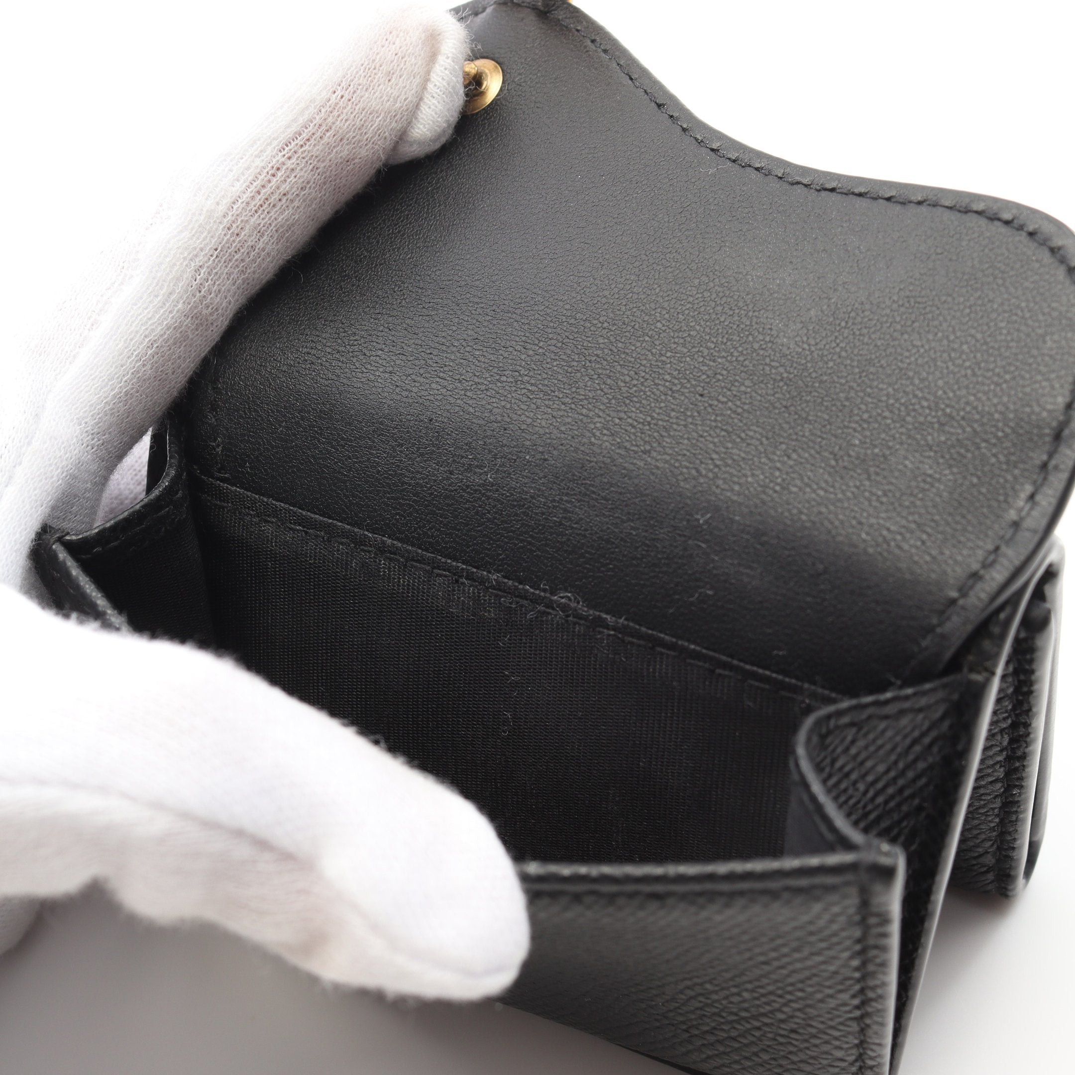 Dior Dior Saddle Compact Wallet Trifold Leather Black Size ONE SIZE - 7 Thumbnail