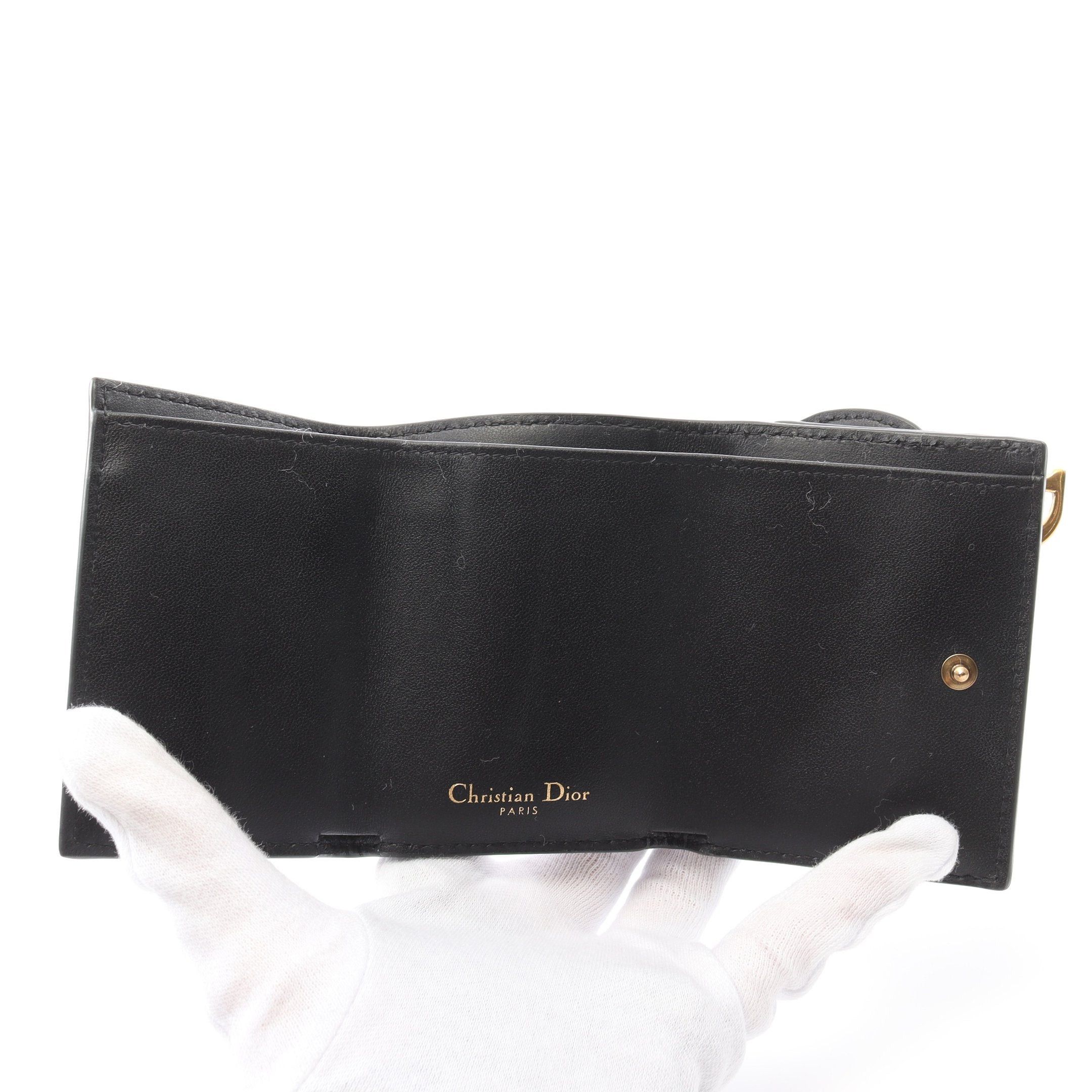 Dior Dior Saddle Compact Wallet Trifold Leather Black Size ONE SIZE - 3 Thumbnail