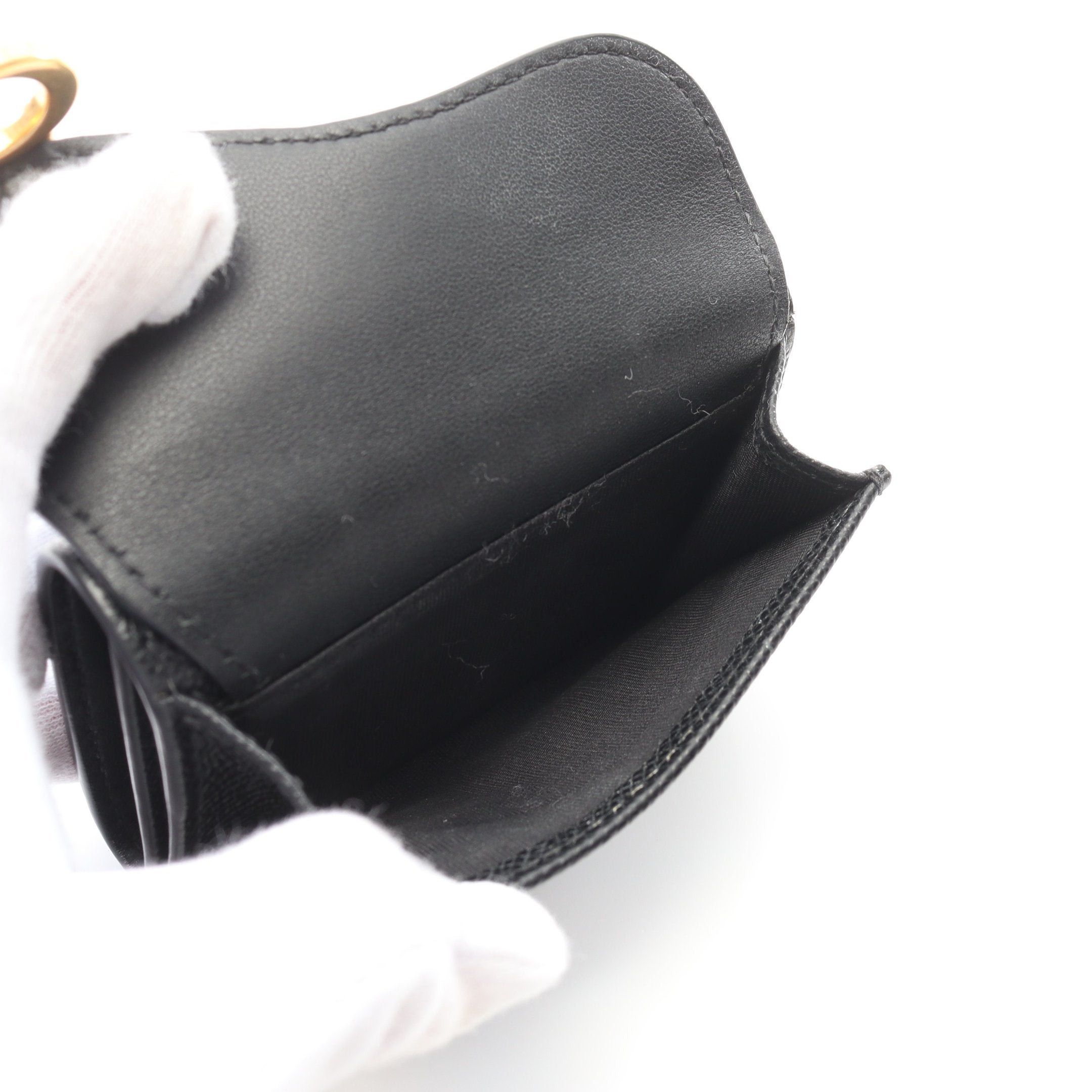 Dior Dior Saddle Compact Wallet Trifold Leather Black Size ONE SIZE - 4 Thumbnail