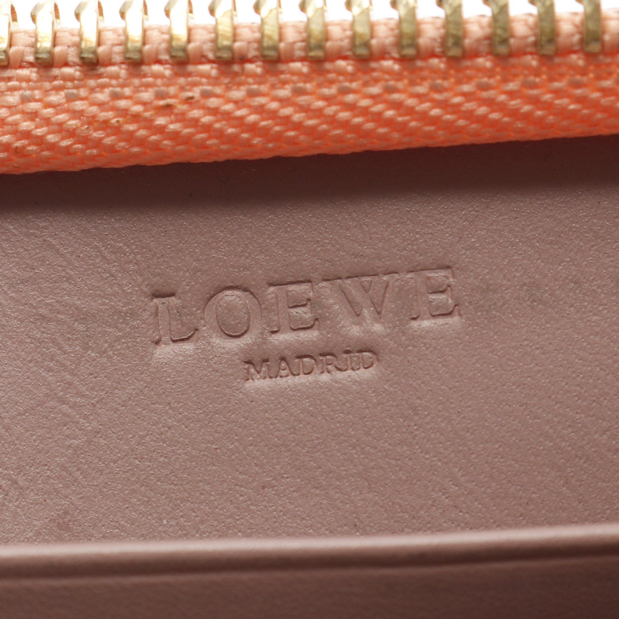 Loewe Loewe Anagram Round Zipper Long Wallet Leather Dusty Pink Coral Orange Size ONE SIZE - 4 Thumbnail