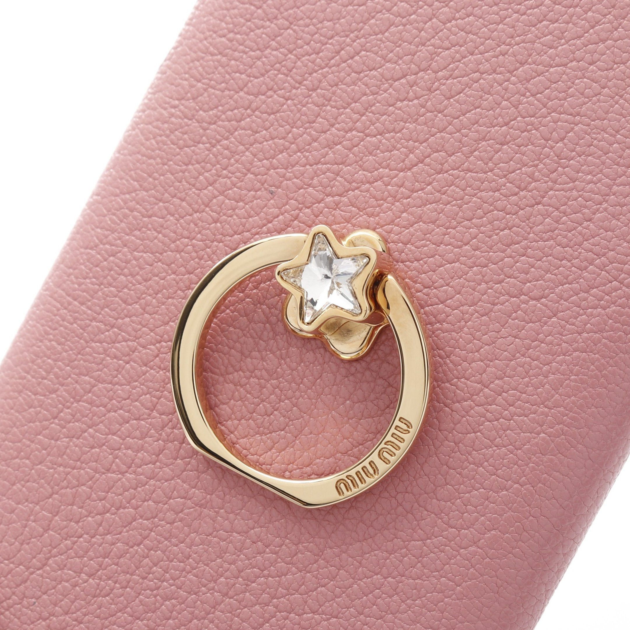 Miu Miu Miu Miu Madras Star Ring Iphone Case Leather Pink Size ONE SIZE - 4 Thumbnail