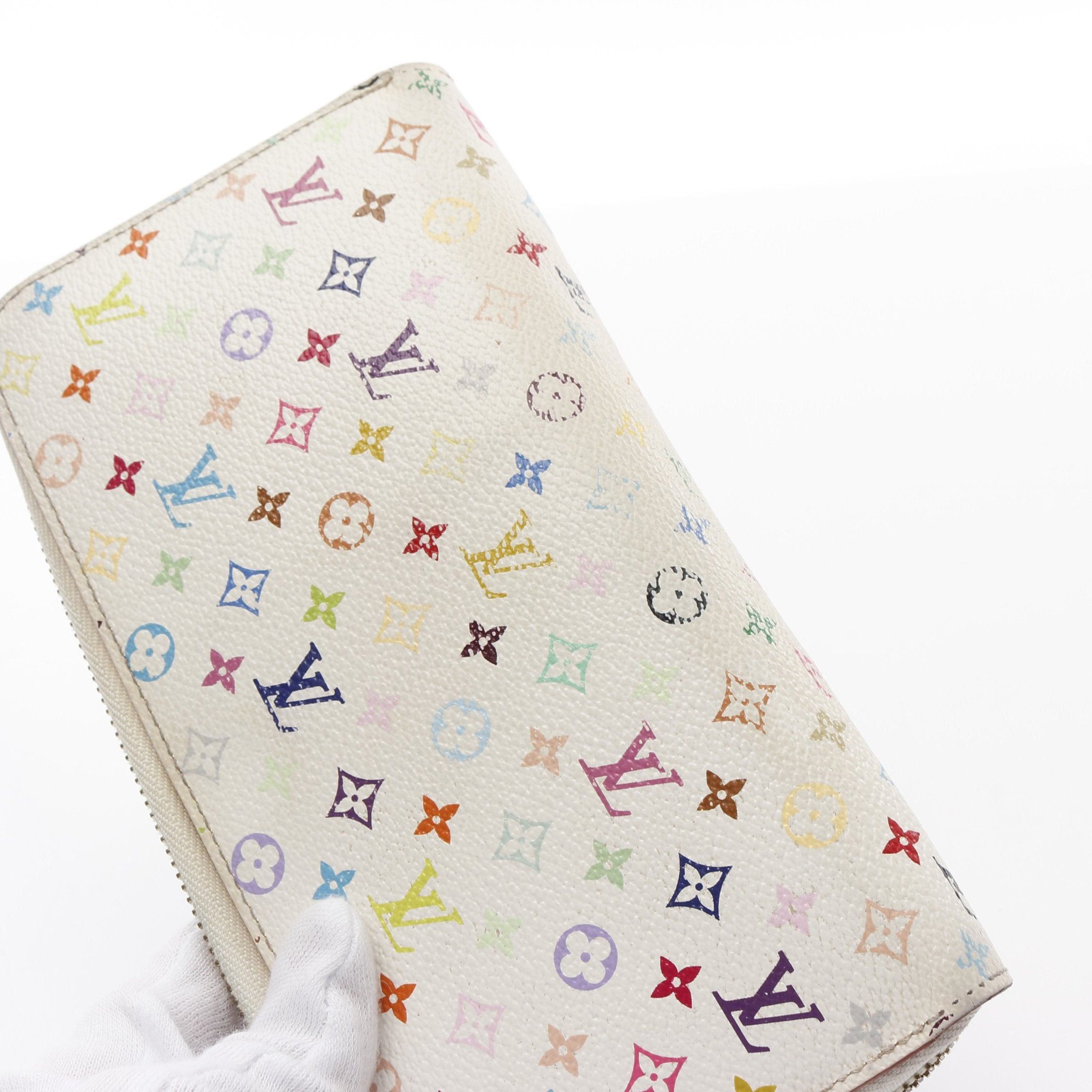 Louis Vuitton Zippy Wallet Monogram Multicolor Bron Rich Round Zipper Long White