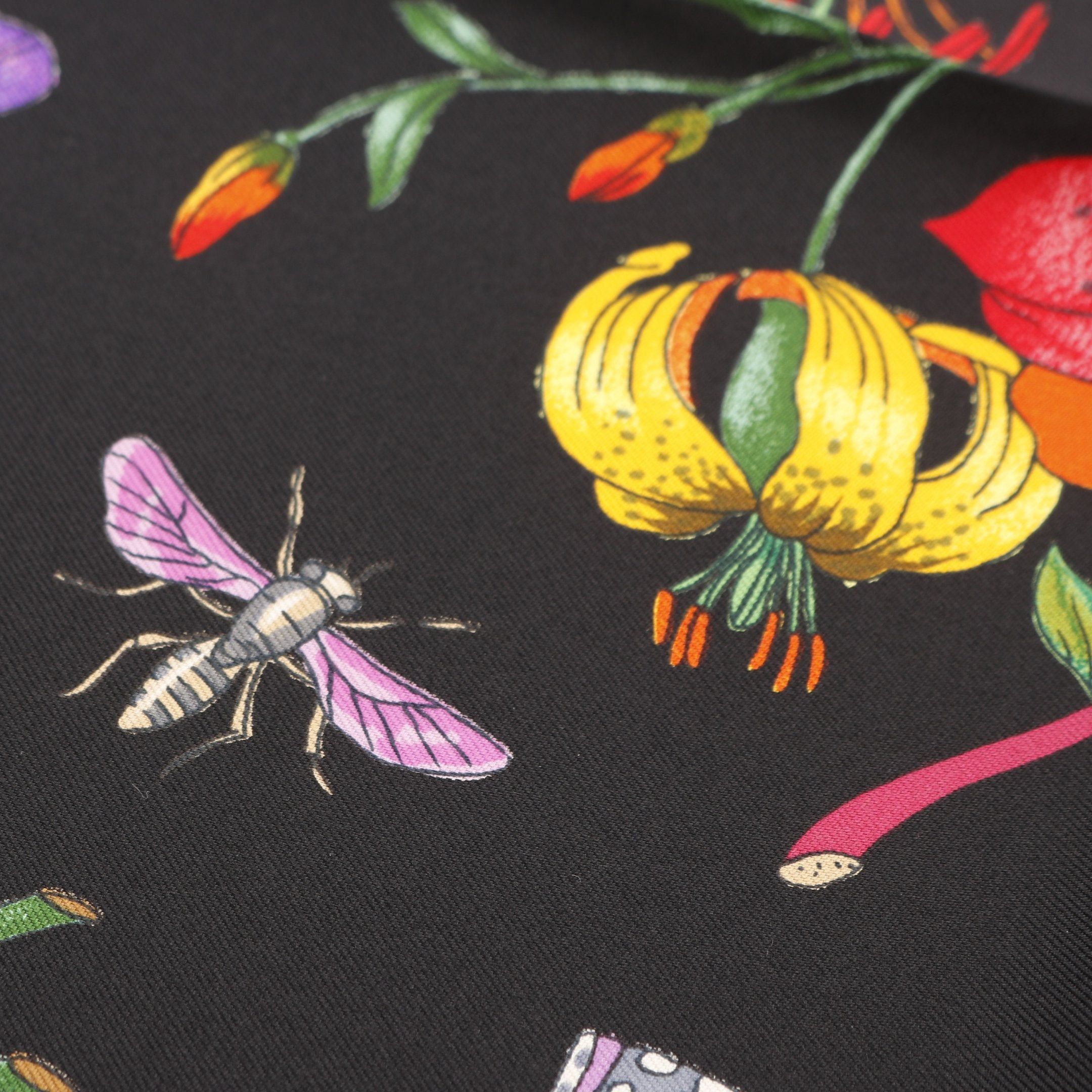Gucci Gucci Flora Scarf Silk Black Multicolor Size ONE SIZE - 5 Thumbnail