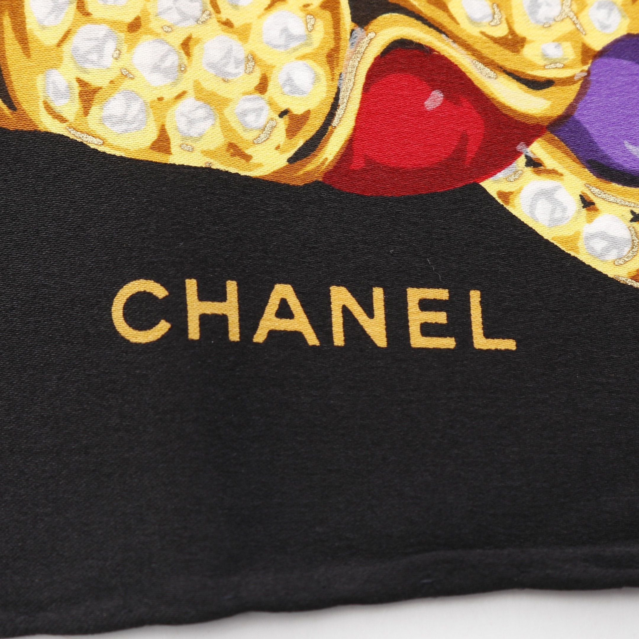Chanel Chanel Scarf Jewelry Pattern Silk Black Multicolor Size ONE SIZE - 2 Thumbnail