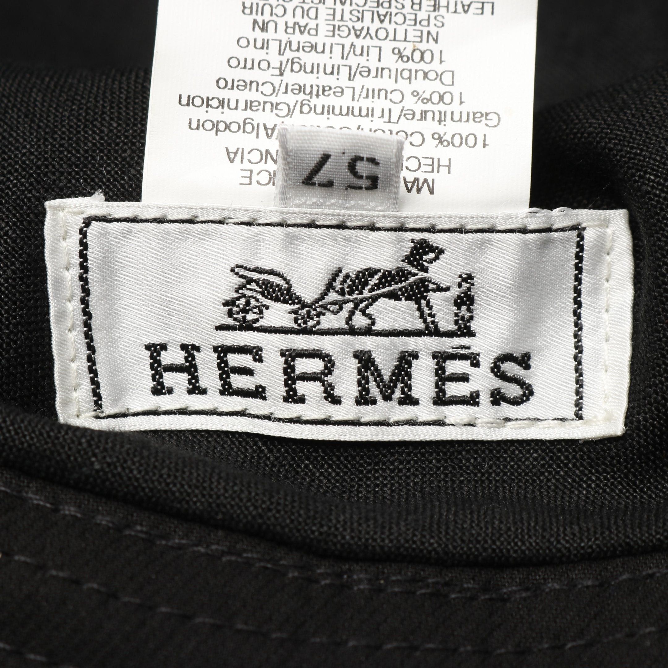 Hermes Hermes Hat Cotton Leather Black Size ONE SIZE - 4 Thumbnail