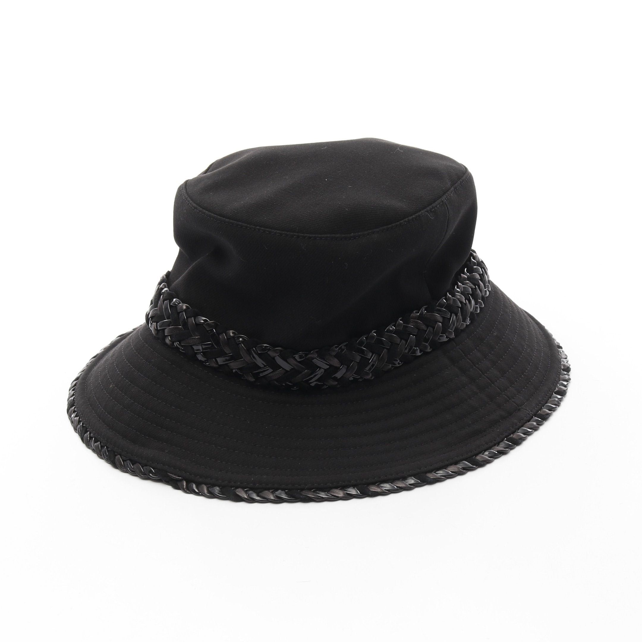 Hermes Hermes Hat Cotton Leather Black Size ONE SIZE - 2 Thumbnail