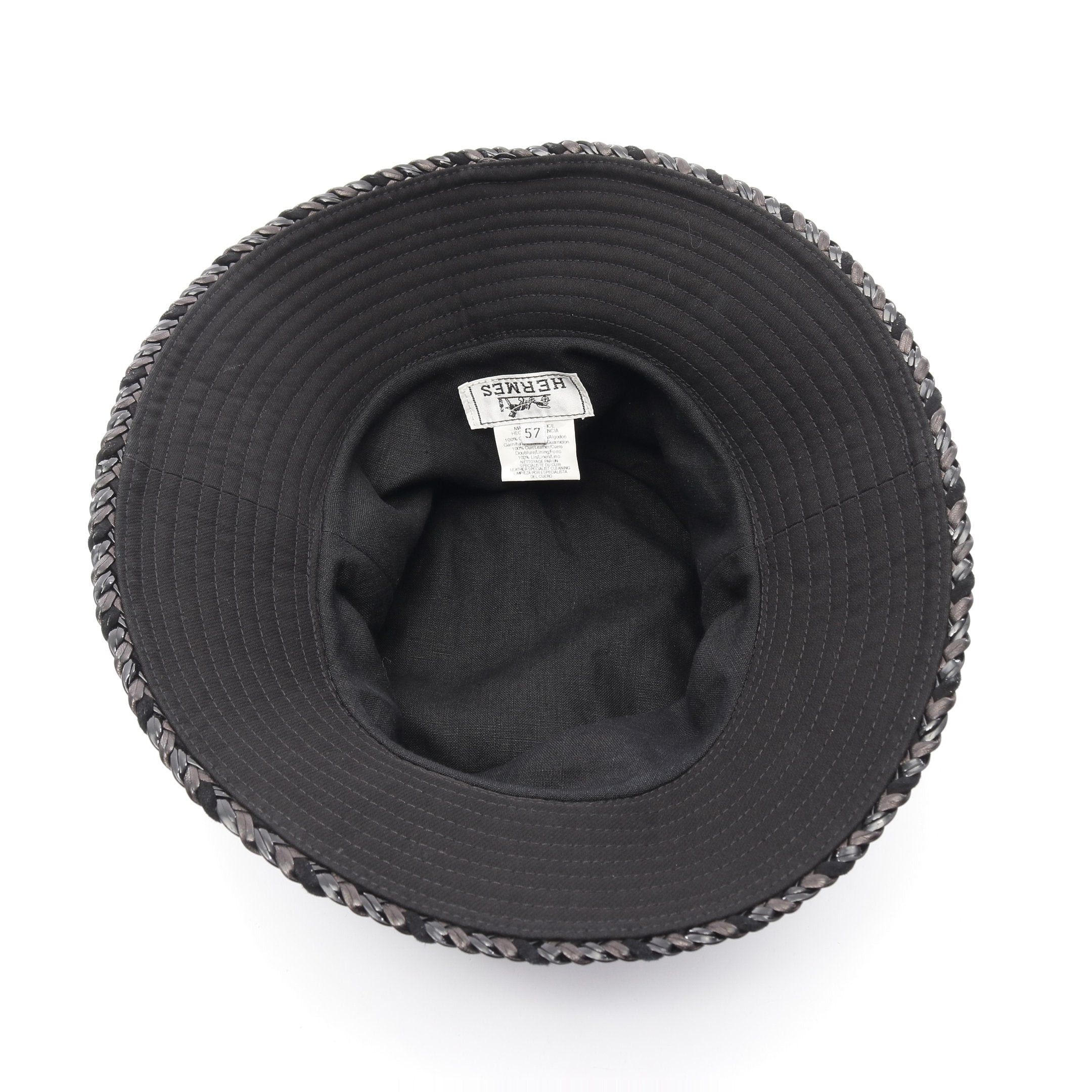 Hermes Hermes Hat Cotton Leather Black Size ONE SIZE - 3 Thumbnail