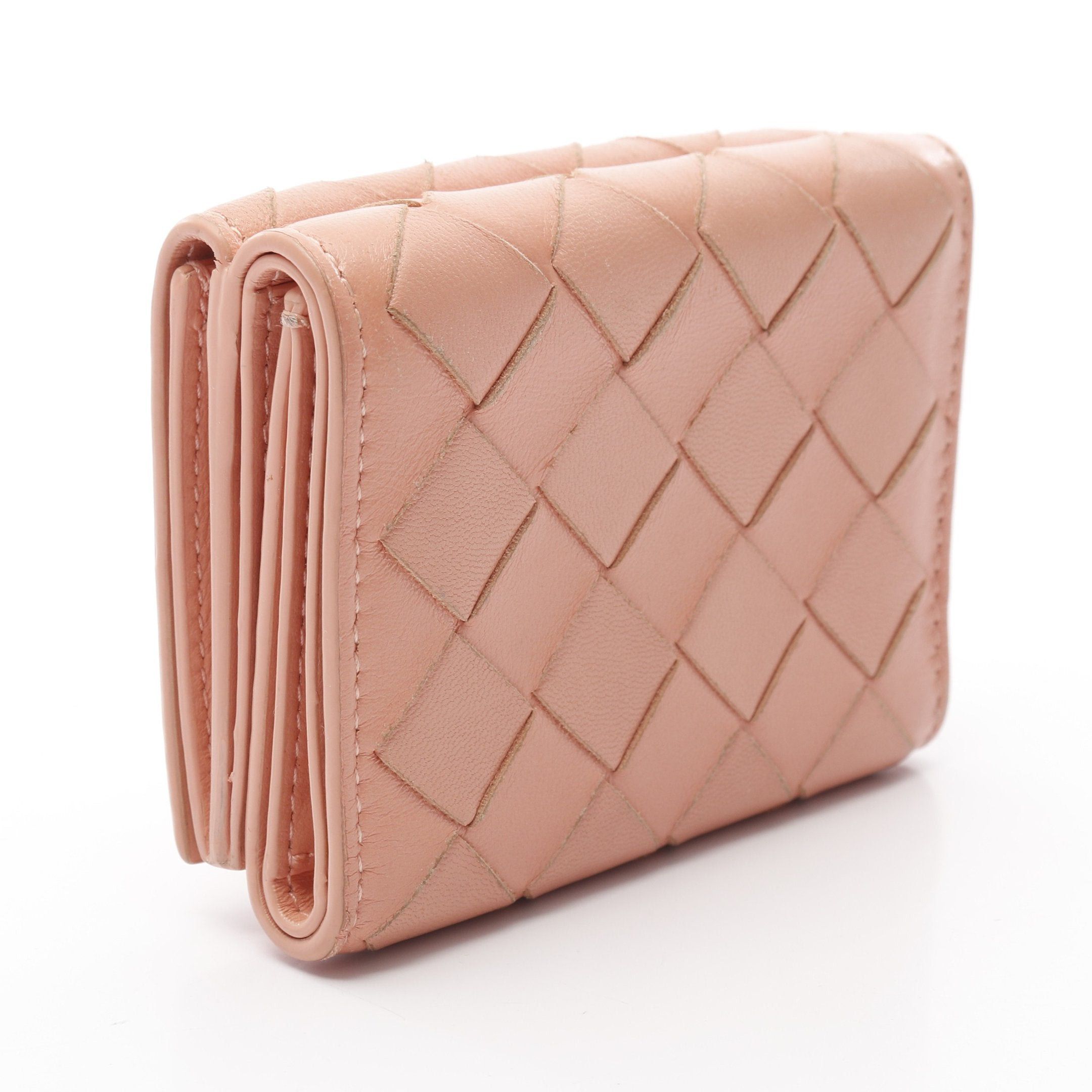 Bottega Veneta Bottega Veneta Intrecciato Trifold Wallet Leather Coral Orange Size ONE SIZE - 2 Thumbnail