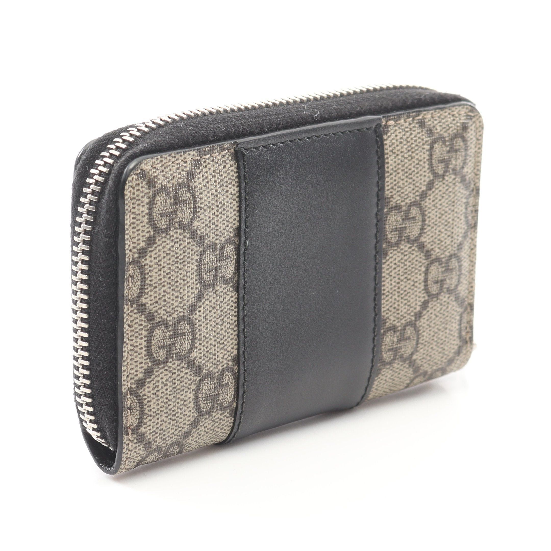 Gucci Gucci Gg Supreme Round Zipper Wallet Coin Purse Leather Beige Black Size ONE SIZE - 2 Thumbnail