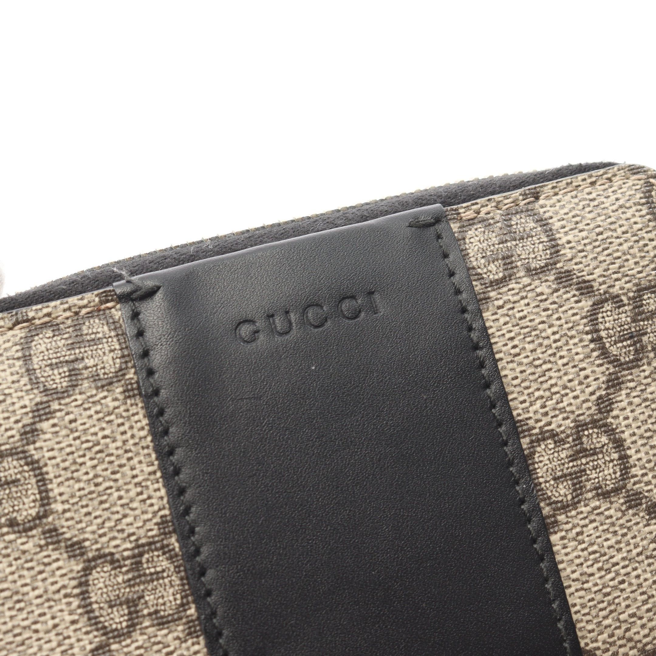 Gucci Gucci Gg Supreme Round Zipper Wallet Coin Purse Leather Beige Black Size ONE SIZE - 6 Thumbnail