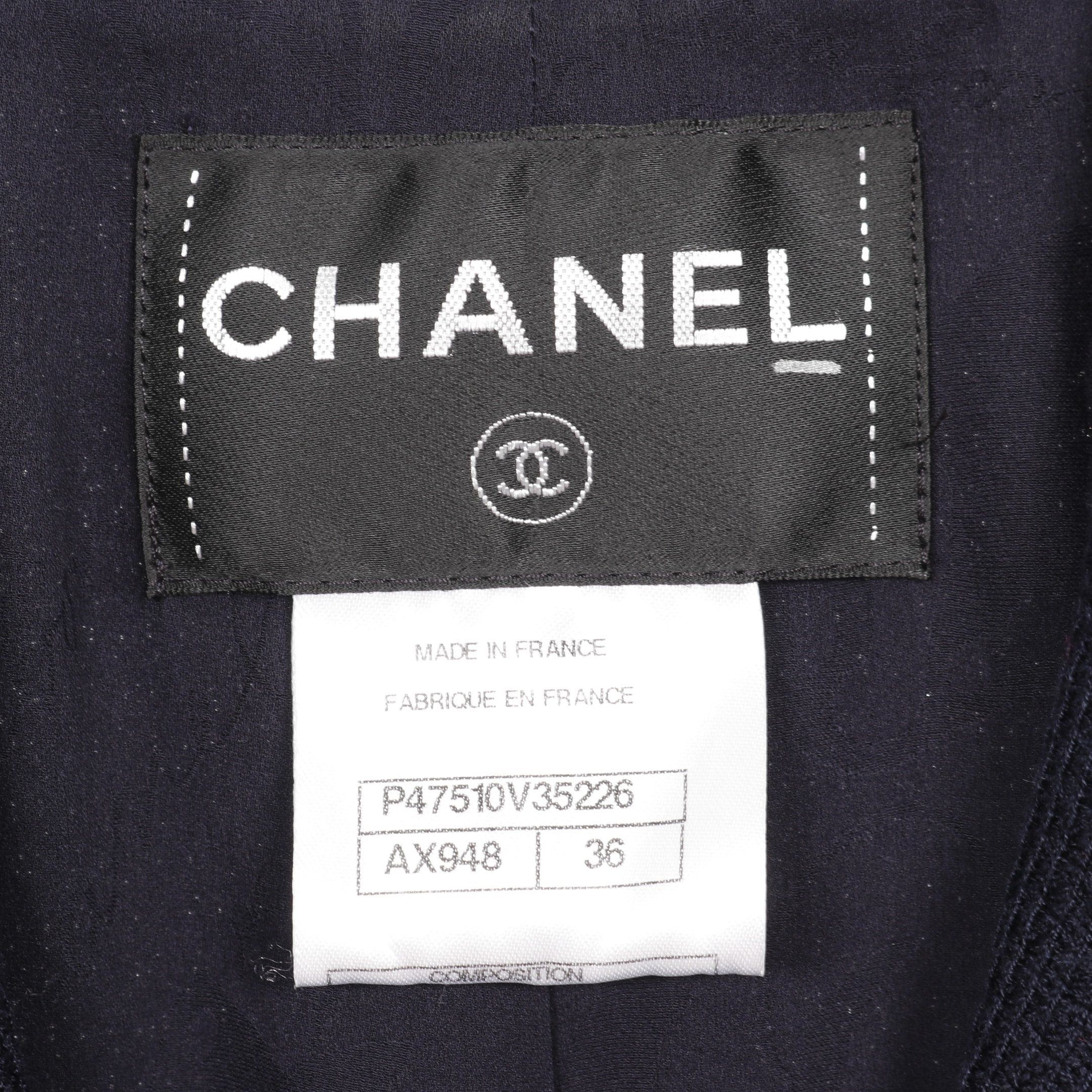 Chanel Chanel Tailored Jacket Cotton Navy Size ONE SIZE - 3 Thumbnail