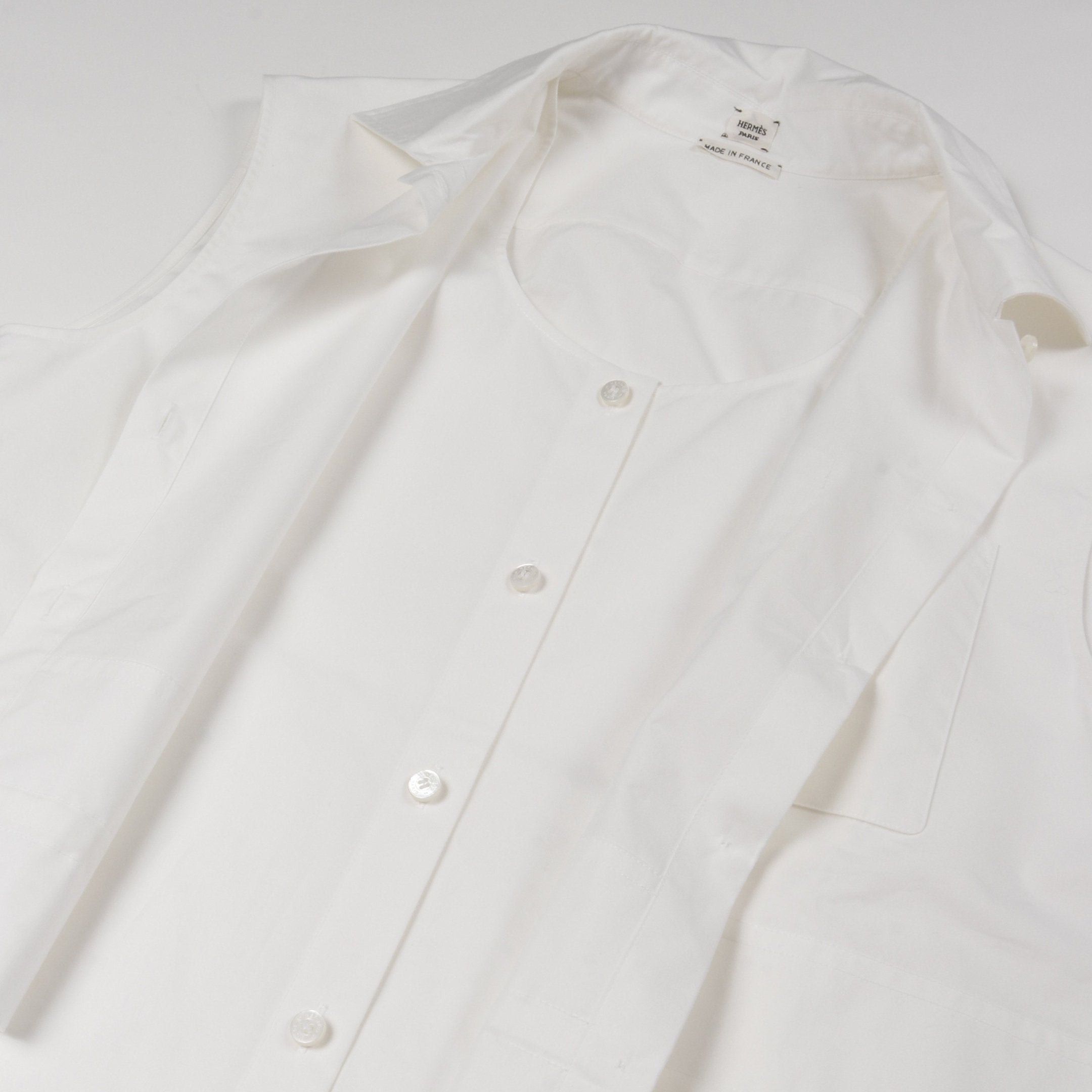 Hermes Hermes Shirt Dress No Sleeve Cotton White Size ONE SIZE - 8 Thumbnail
