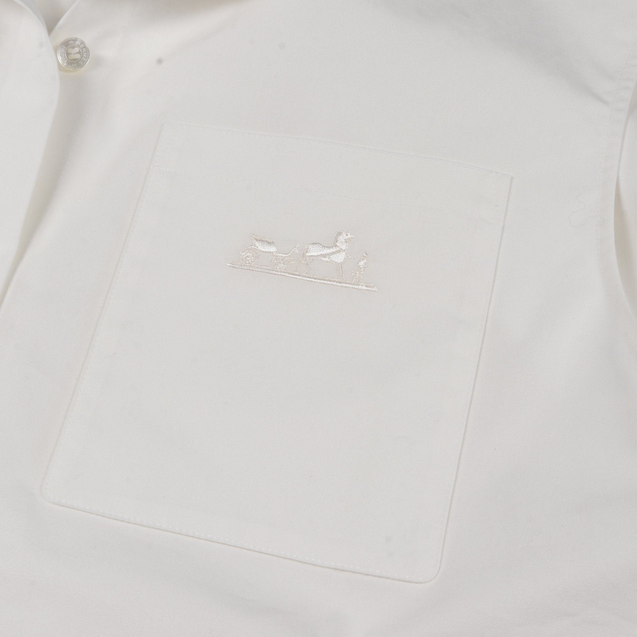 Hermes Hermes Shirt Dress No Sleeve Cotton White Size ONE SIZE - 7 Thumbnail