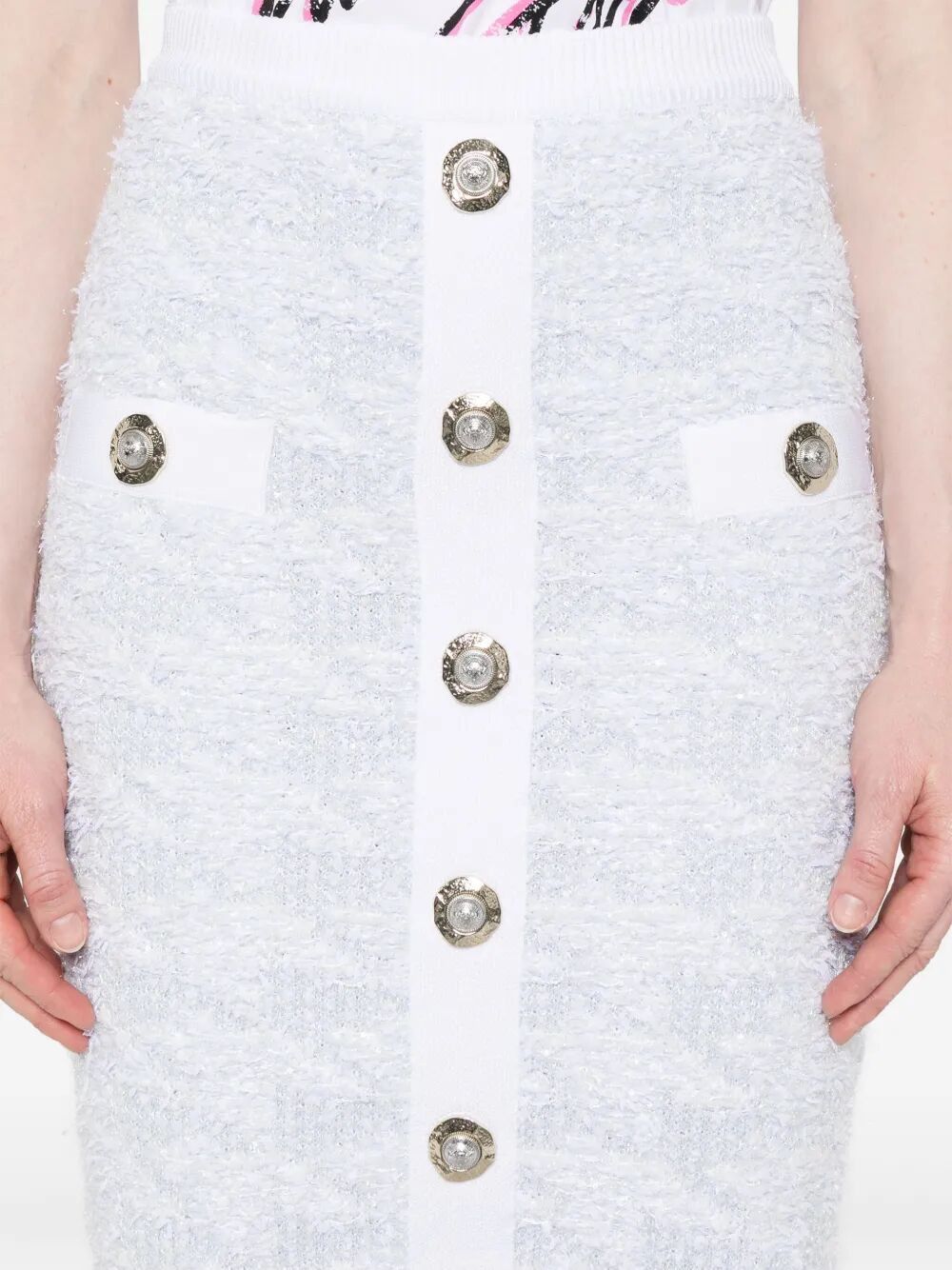 Balmain BUTTONED TWEED KNEE LENGHT SKIRT Size 30" / US 8 / IT 44 - 5 Thumbnail