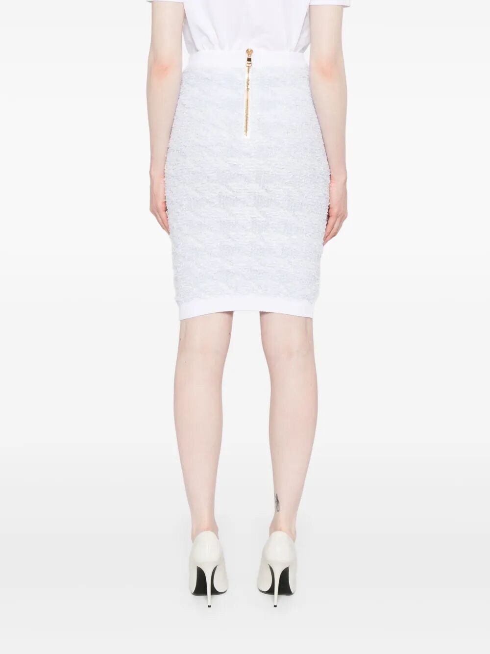 Balmain BUTTONED TWEED KNEE LENGHT SKIRT Size 32" / US 10 / IT 46 - 7 Thumbnail