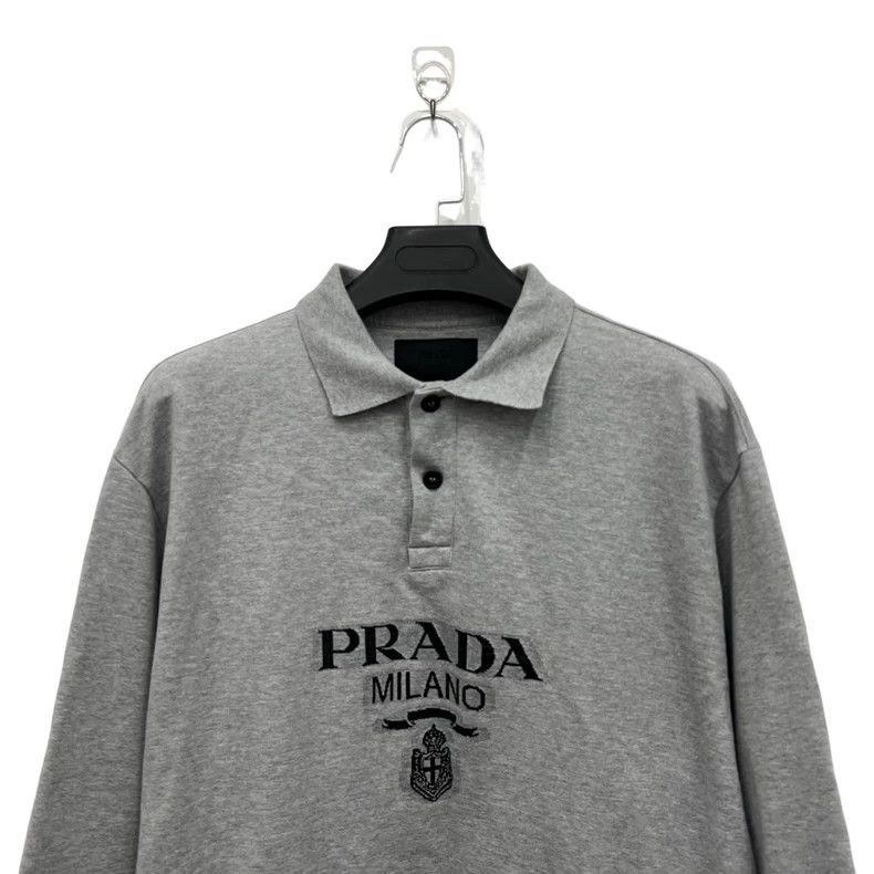 Prada Prada Gray Logo Polo Sweatshirt Size S Size US S / EU 44-46 / 1 - 4 Thumbnail
