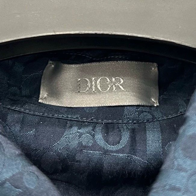 Dior Dior Silk Short Sleeve Shirt Deep Blue Size US XL / EU 56 / 4 - 5 Thumbnail
