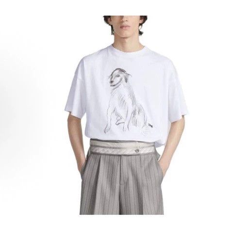 Dior Dior White Dog Sketch T-Shirt XL Size Size US XL / EU 56 / 4 - 7 Thumbnail