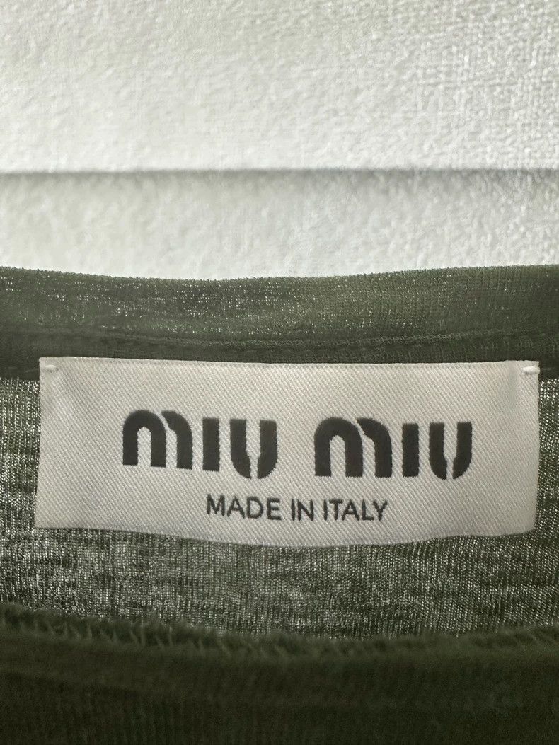 Miu Miu MiuMiu Green Long Sleeve Logo Top Size US S / EU 44-46 / 1 - 3 Thumbnail