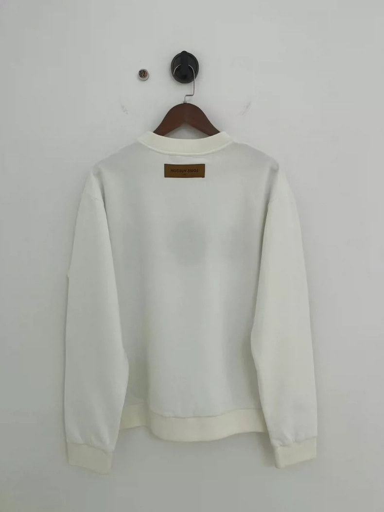 Louis Vuitton Louis Vuitton White Embroidered Logo Sweatshirt Size US L / EU 52-54 / 3 - 3 Thumbnail