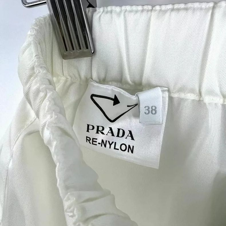 Prada Prada White Nylon Drawstring Shorts Size US 38 / EU 54 - 3 Thumbnail