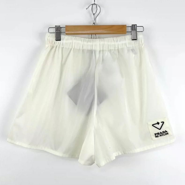 Prada Prada White Nylon Drawstring Shorts Size US 38 / EU 54 - 2 Thumbnail