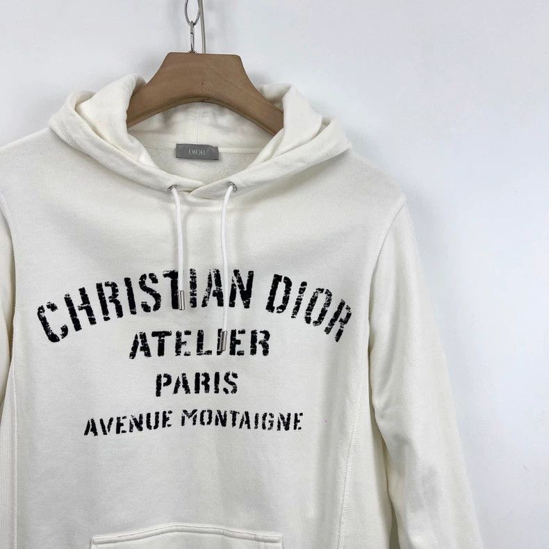 Dior Dior White Logo Hoodie with Drawstring Size US XXS / EU 40 - 4 Thumbnail