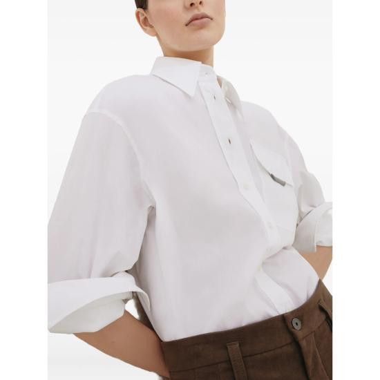 Brunello Cucinelli BRUNELLO CUCINELLI Women Shirts M0091MY516 C159 WHITE Size M / US 6-8 / IT 42-44 - 4 Thumbnail