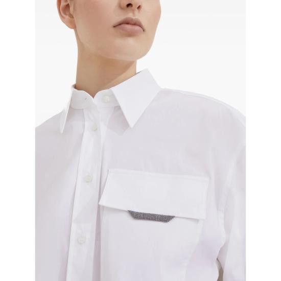 Brunello Cucinelli BRUNELLO CUCINELLI Women Shirts M0091MY516 C159 WHITE Size L / US 10 / IT 46 - 3 Thumbnail