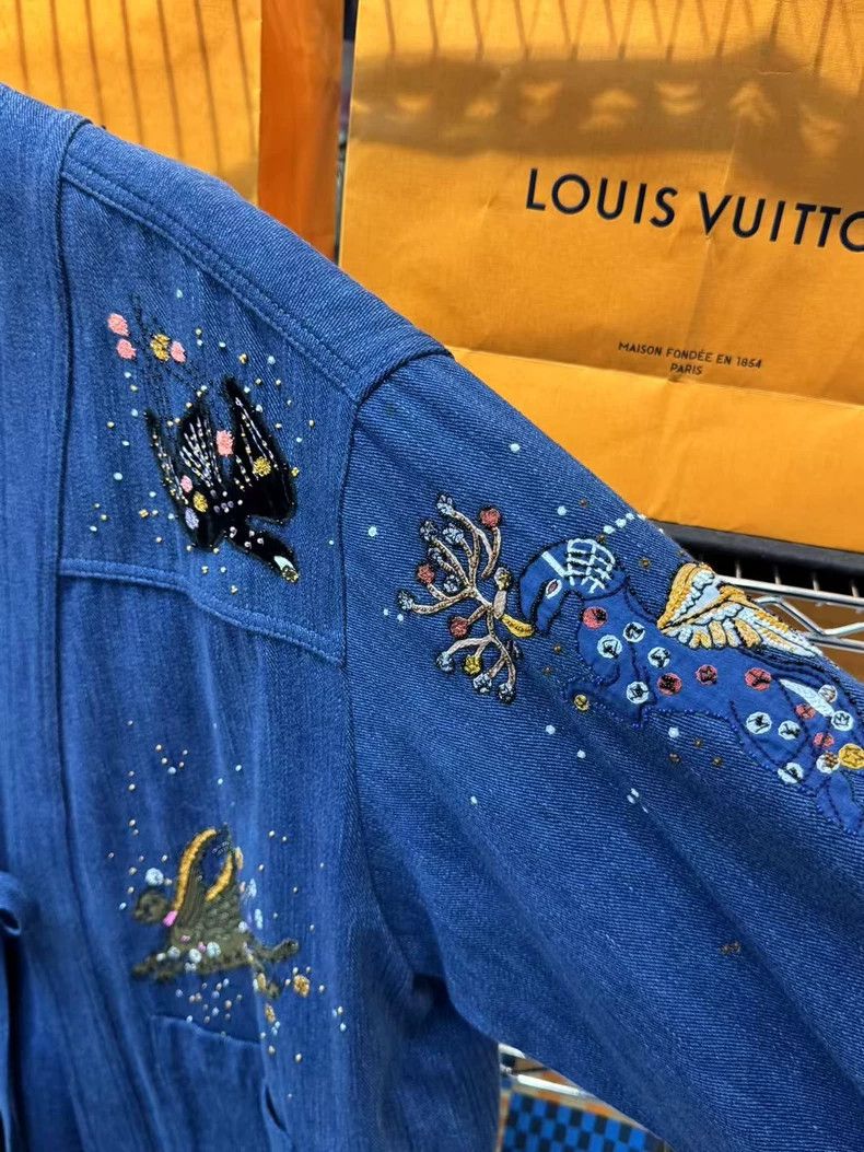 Valentino Valentino Denim Kimono Jacket with Embroidery Size US XL / EU 56 / 4 - 3 Thumbnail