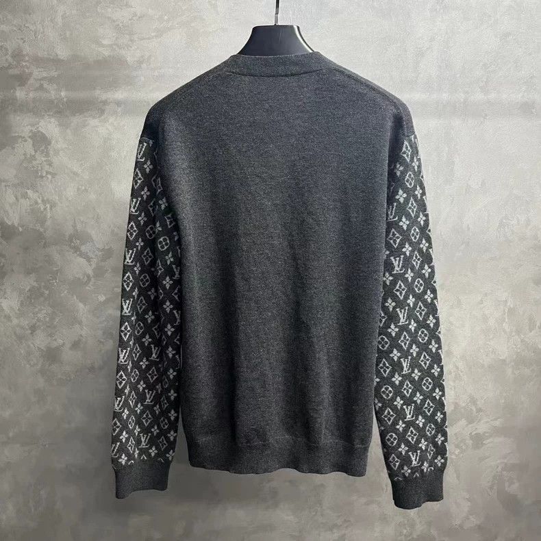 Louis Vuitton Grey Logo Cardigan Sweater