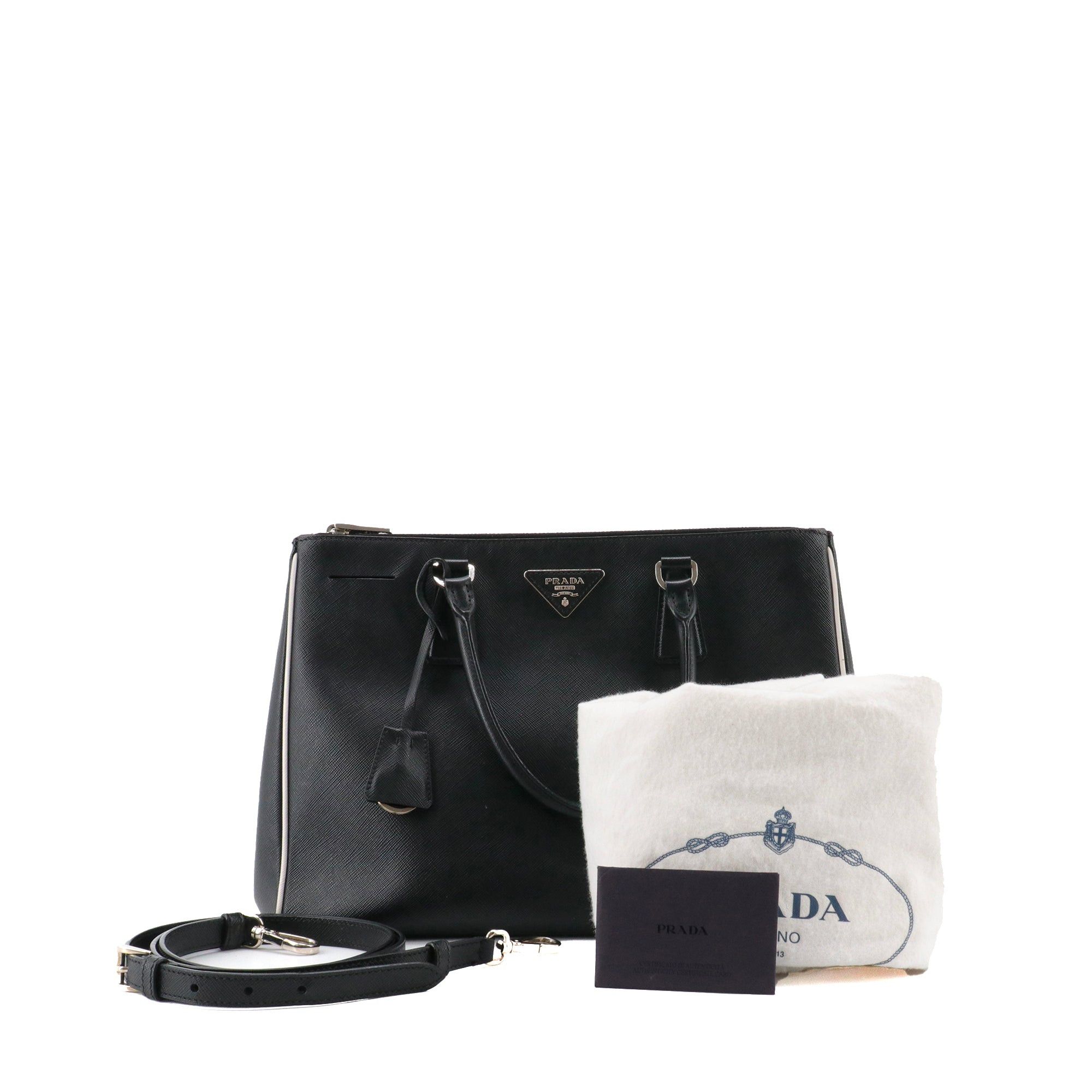 Prada PRADA - Prada Galleria handbag in black grained leather Size ONE SIZE - 12 Thumbnail