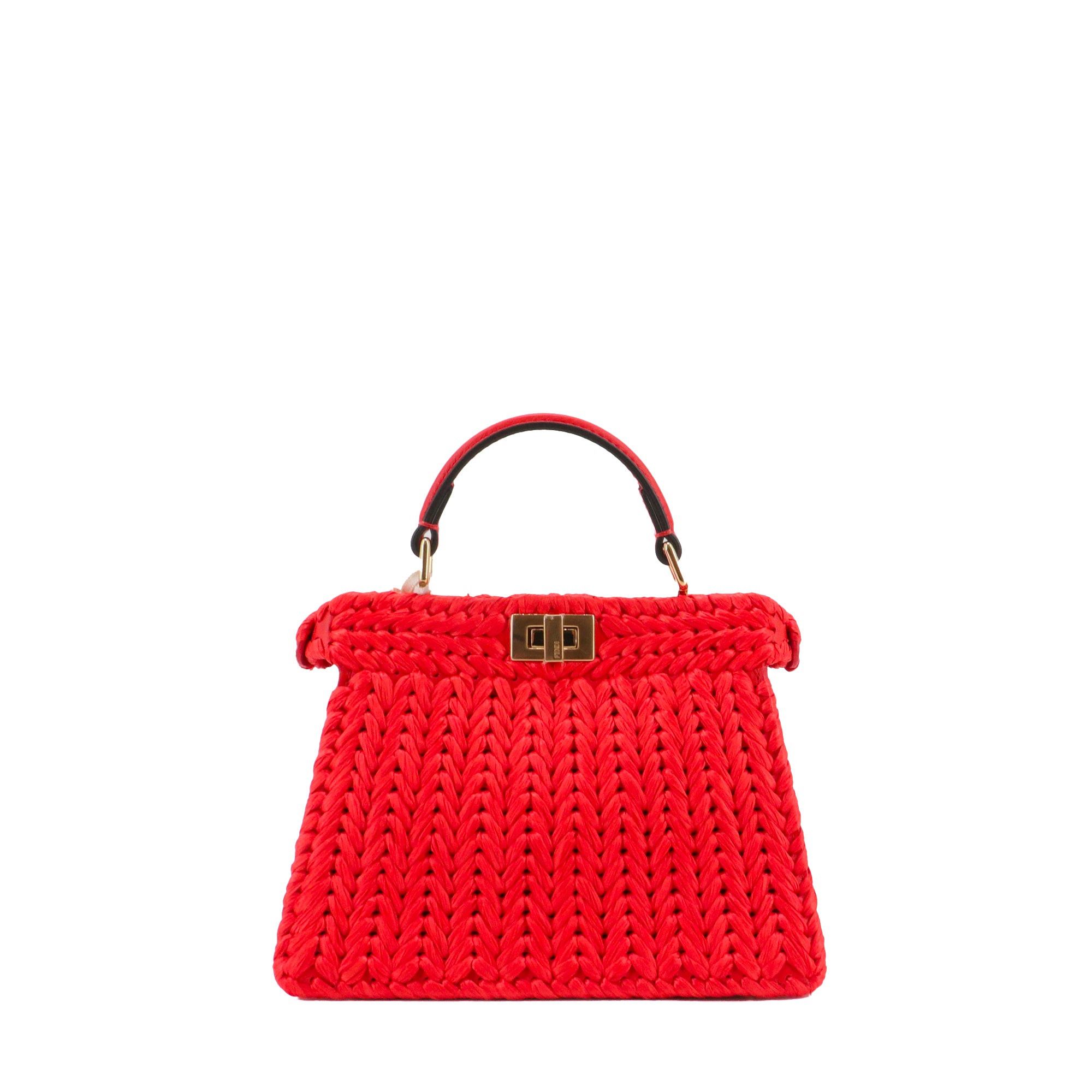 Fendi FENDI - Fendi Peekaboo Iseeu handbag in raffia and red leather Size ONE SIZE - 3 Thumbnail