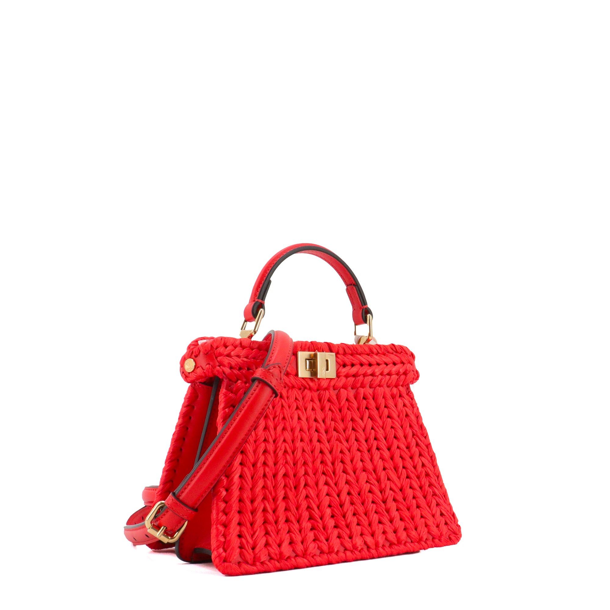 Fendi FENDI - Fendi Peekaboo Iseeu handbag in raffia and red leather Size ONE SIZE - 2 Thumbnail