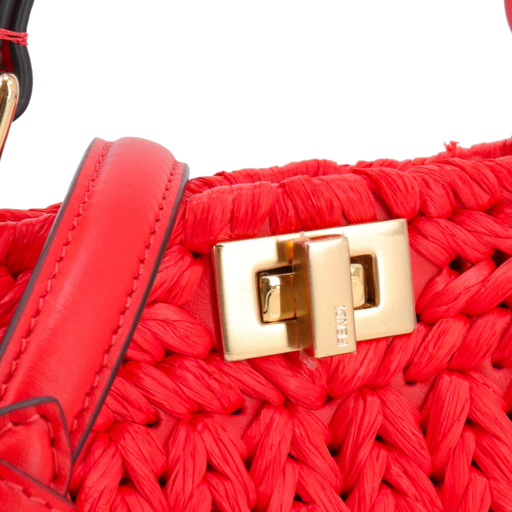 Fendi FENDI - Fendi Peekaboo Iseeu handbag in raffia and red leather Size ONE SIZE - 5 Thumbnail