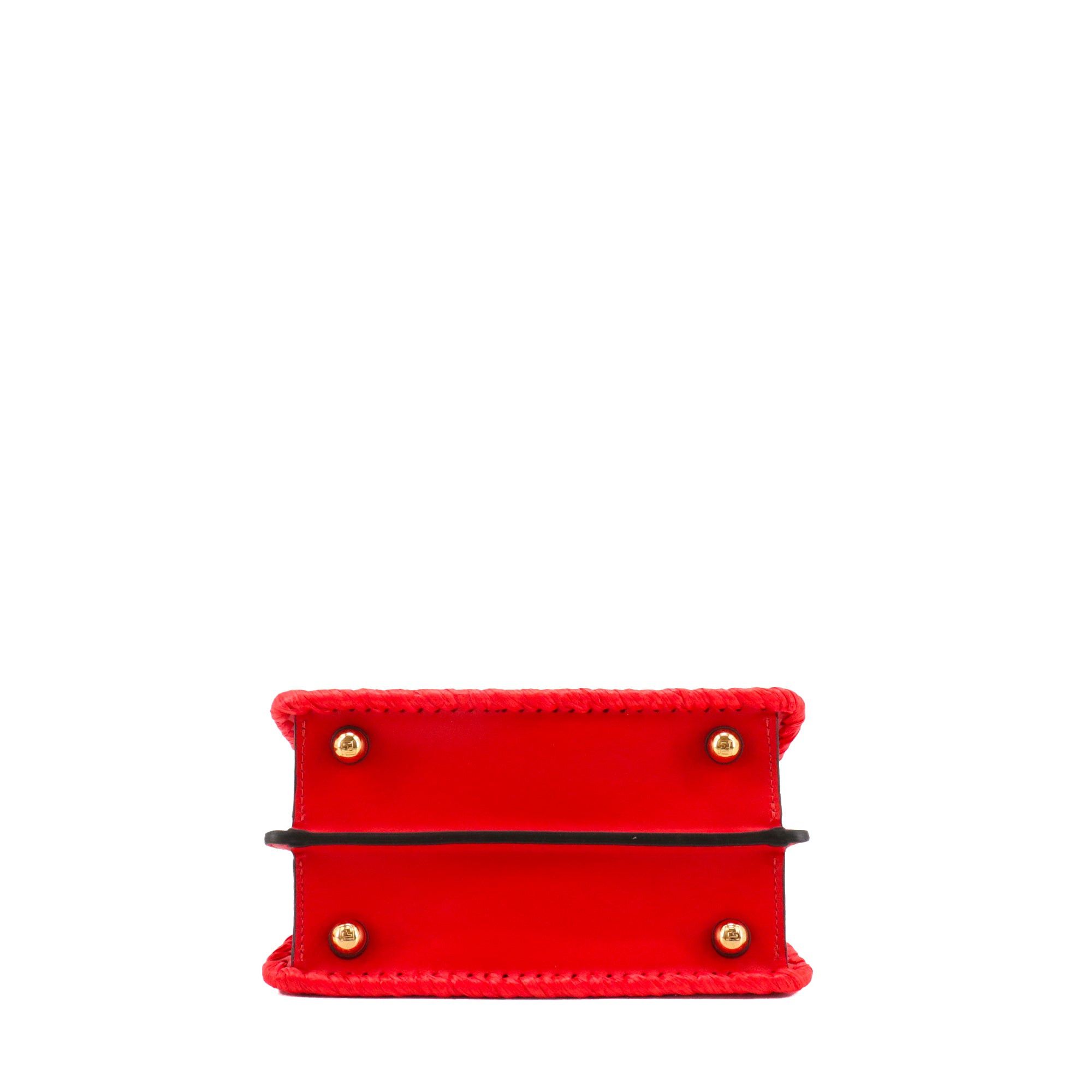 Fendi FENDI - Fendi Peekaboo Iseeu handbag in raffia and red leather Size ONE SIZE - 4 Thumbnail