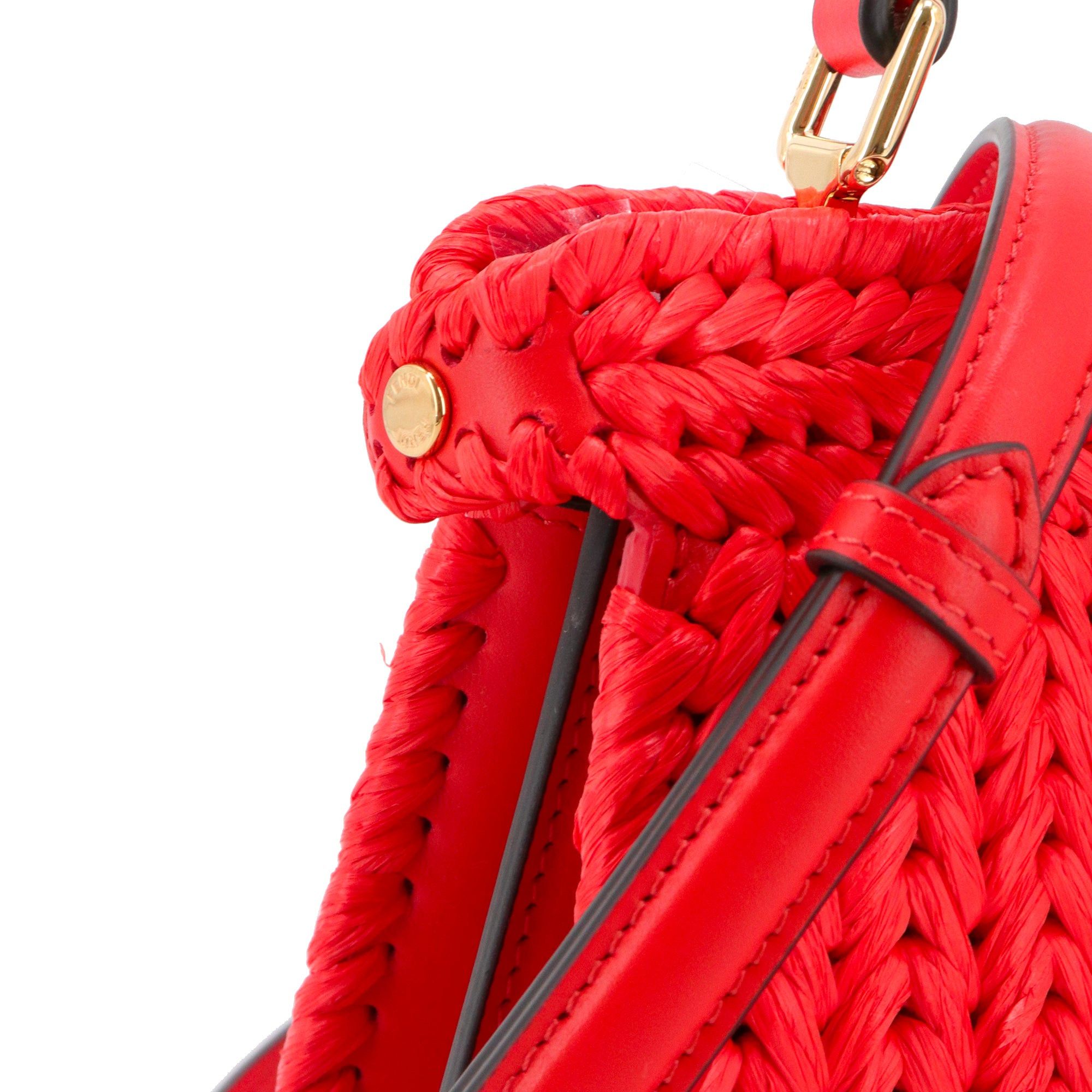 Fendi FENDI - Fendi Peekaboo Iseeu handbag in raffia and red leather Size ONE SIZE - 6 Thumbnail